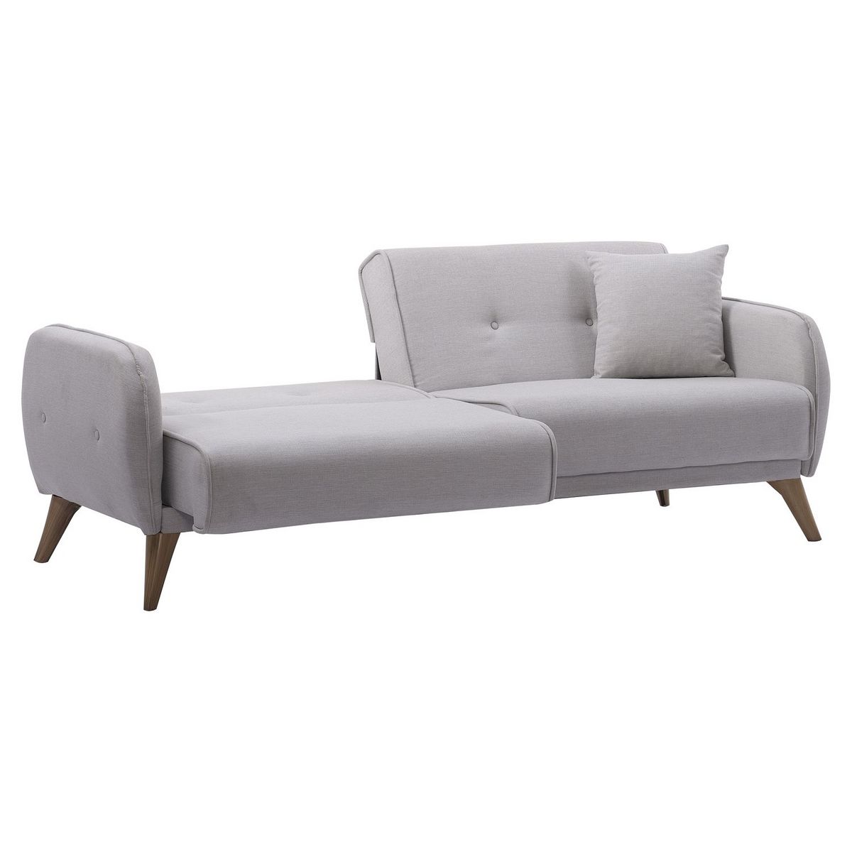 Canapé droit convertible 3 places tissu pieds bois clair BONJO