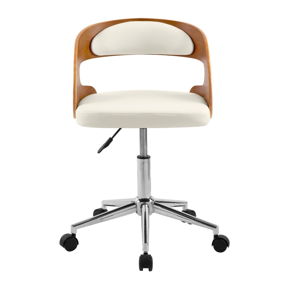 Rendez vous déco Chaise de bureau pivotante en bois et PU blanc - Louis