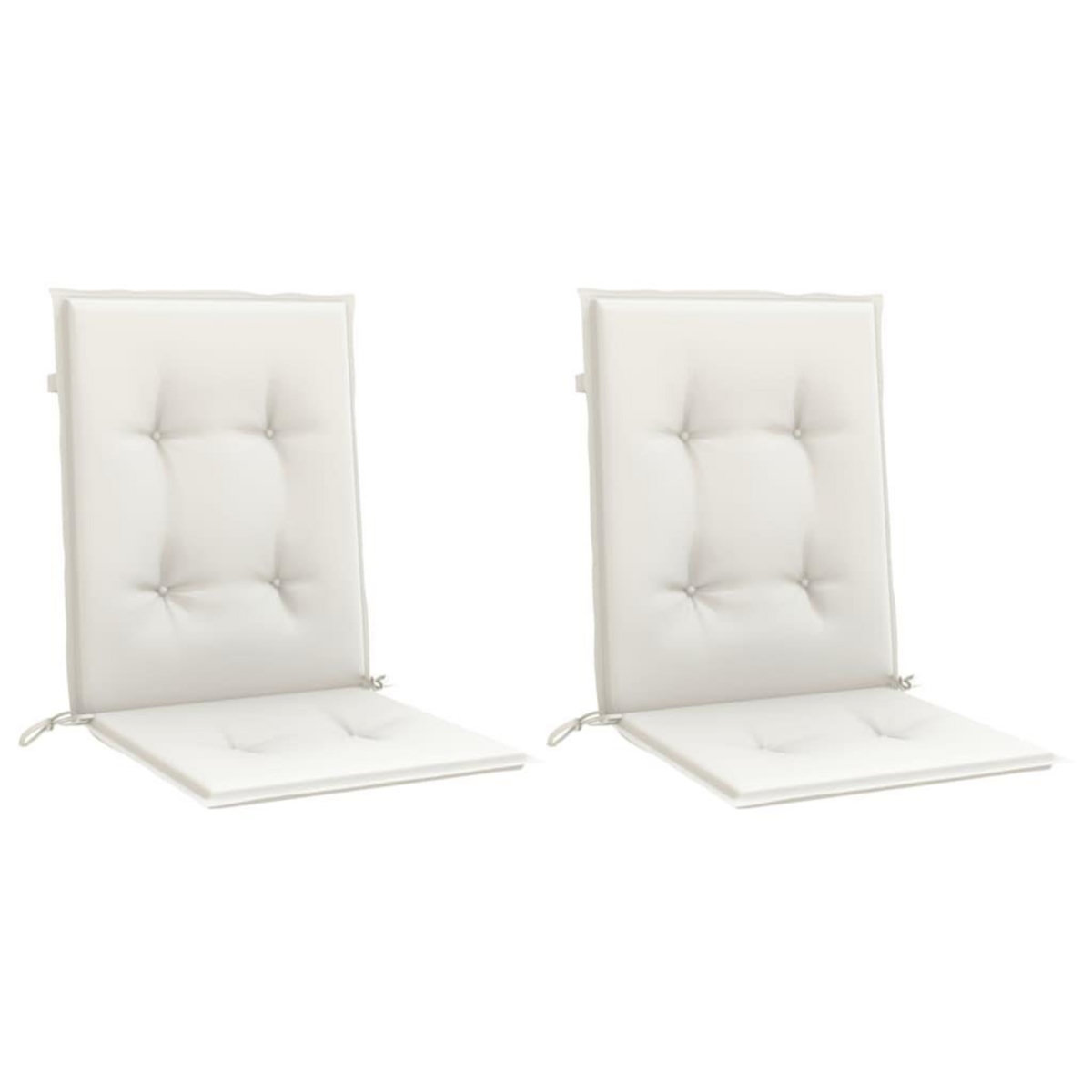 VIDAXL Coussins de chaise a dossier bas lot de 2 creme melange tissu