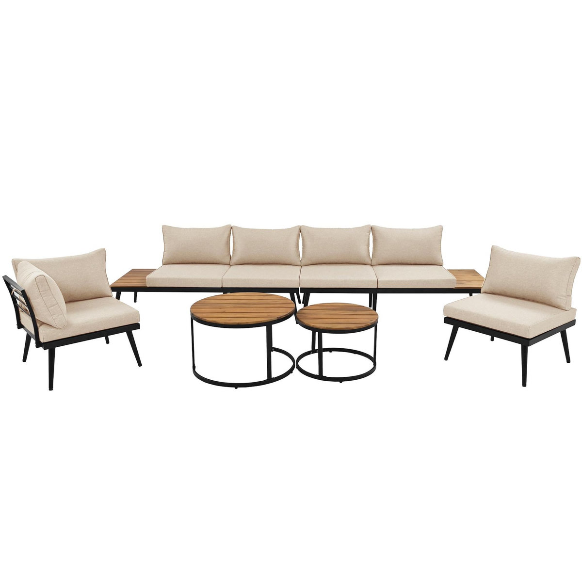 MERAX Salon de jardin 6 places en métal galvanisé avec 2 canapés, 2 fauteuils, 2 tables