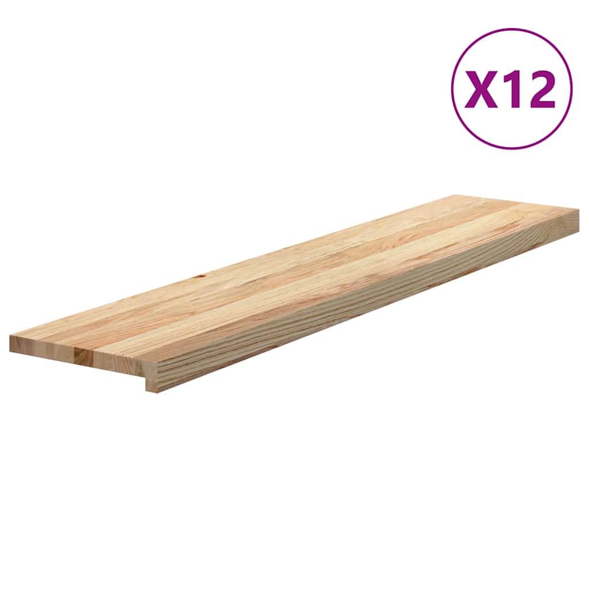 Voir la diapositive 2 : VIDAXL Marches d'escalier 12 pcs non traite bois chene massif