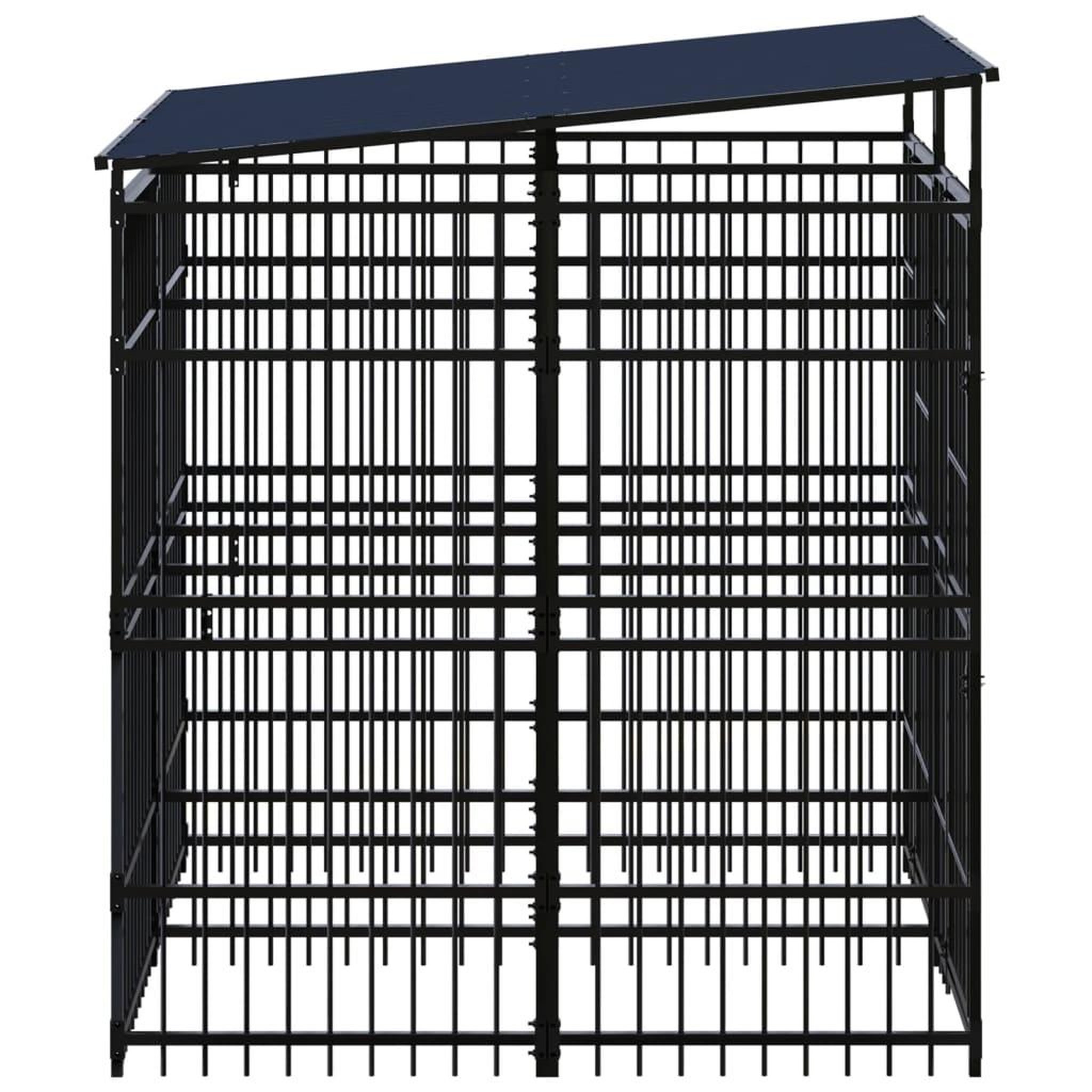 Voir la diapositive 3 : VIDAXL Chenil d'exterieur avec toit pour chiens Acier 3,69 m²