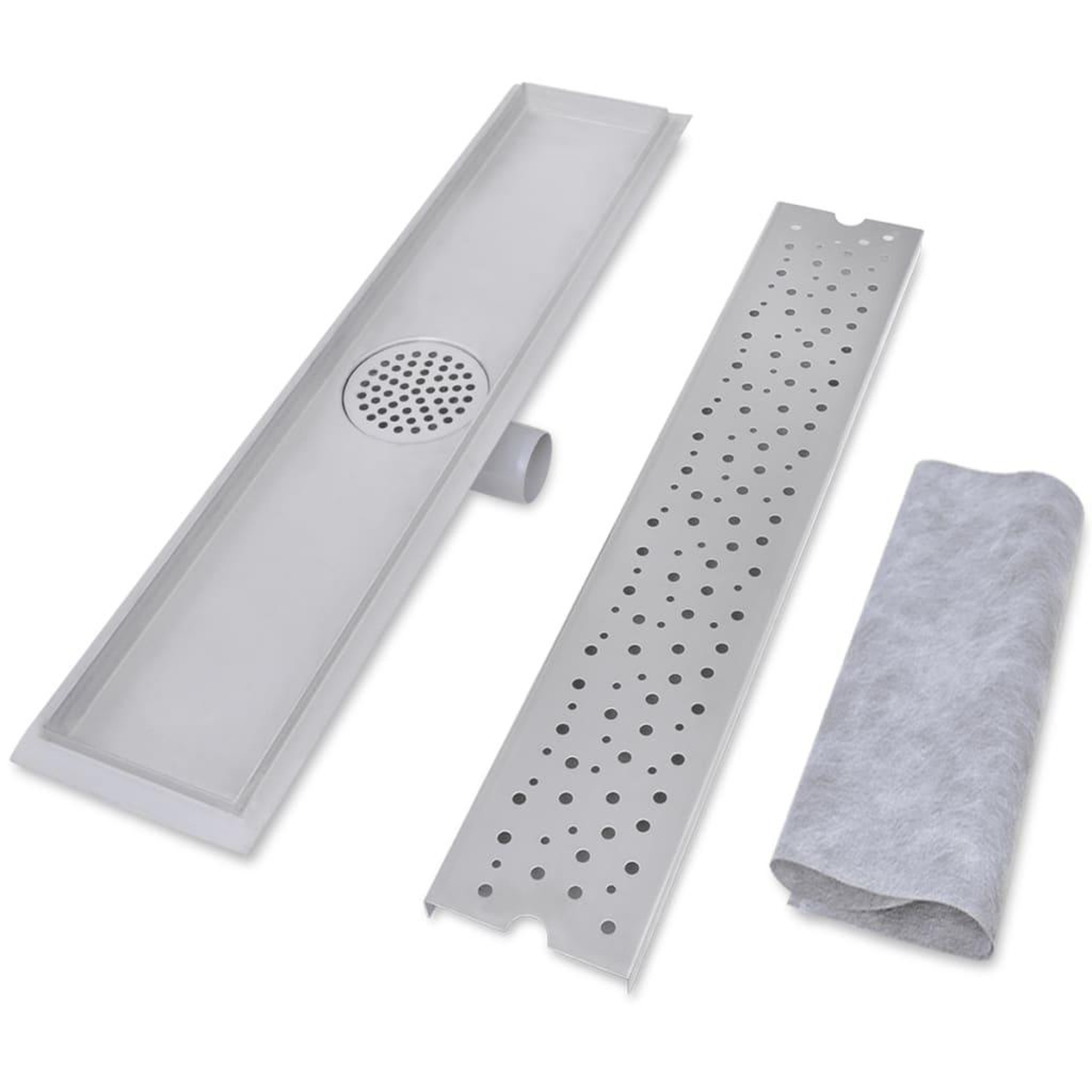 Voir la diapositive 4 : VIDAXL Drain de douche lineaire 2 pcs 630 x 140 mm Acier inoxydable