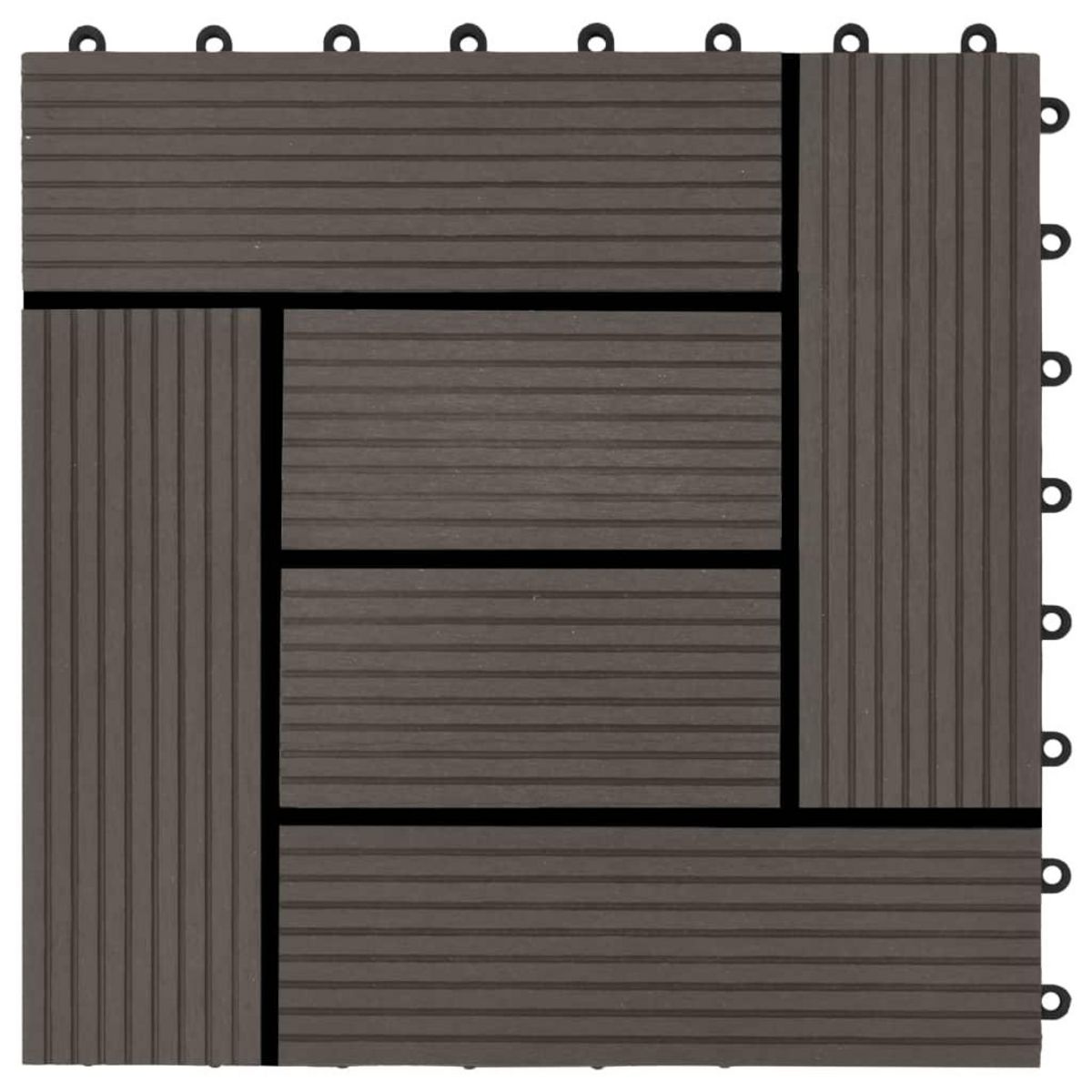 VIDAXL Carreaux de terrasse 22 pcs 30 x 30 cm 2 m^2 WPC Marron fonce
