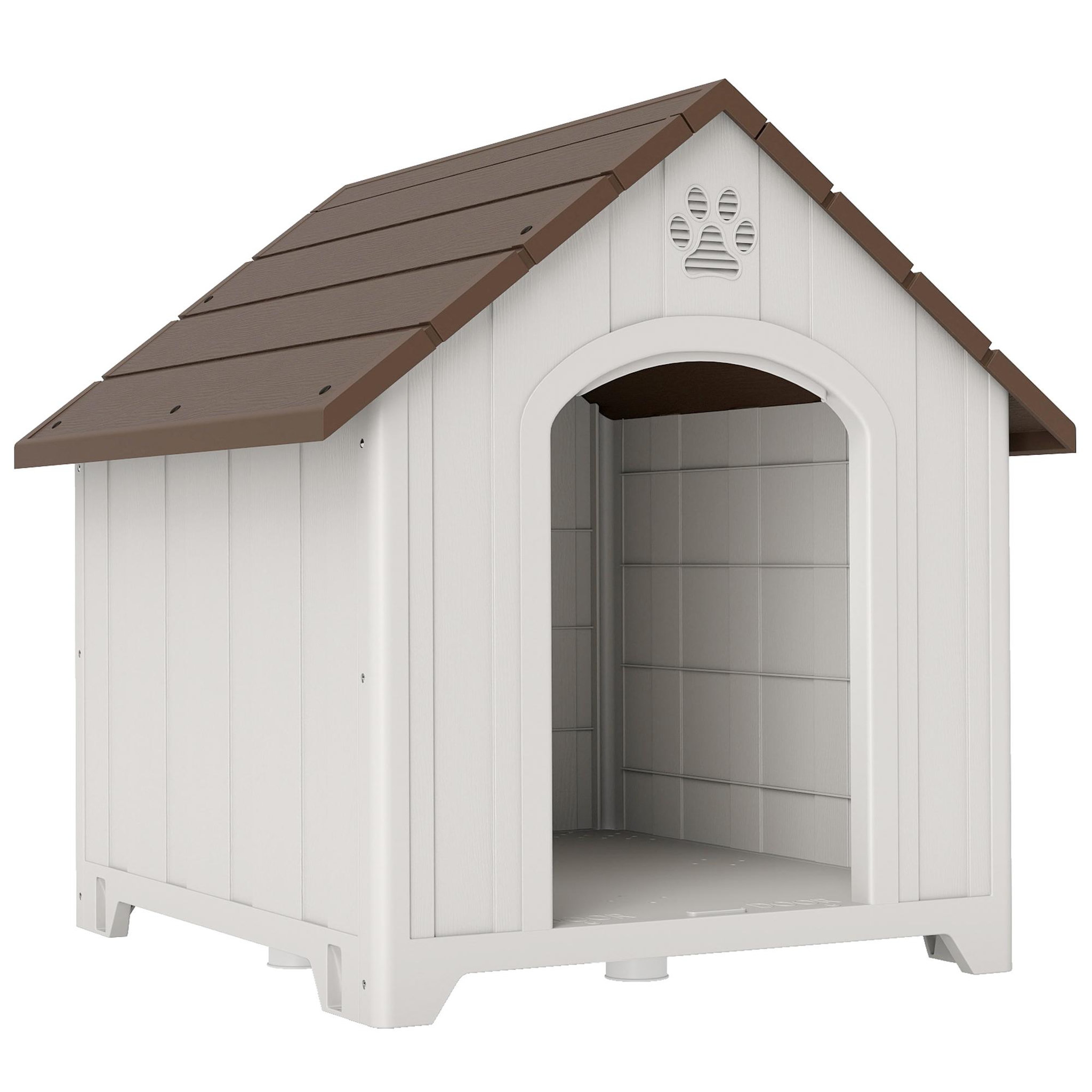 PAWHUT Niche chien plastique effet bois design chalet - 88 x 79 x 89 cm - gris clair marron