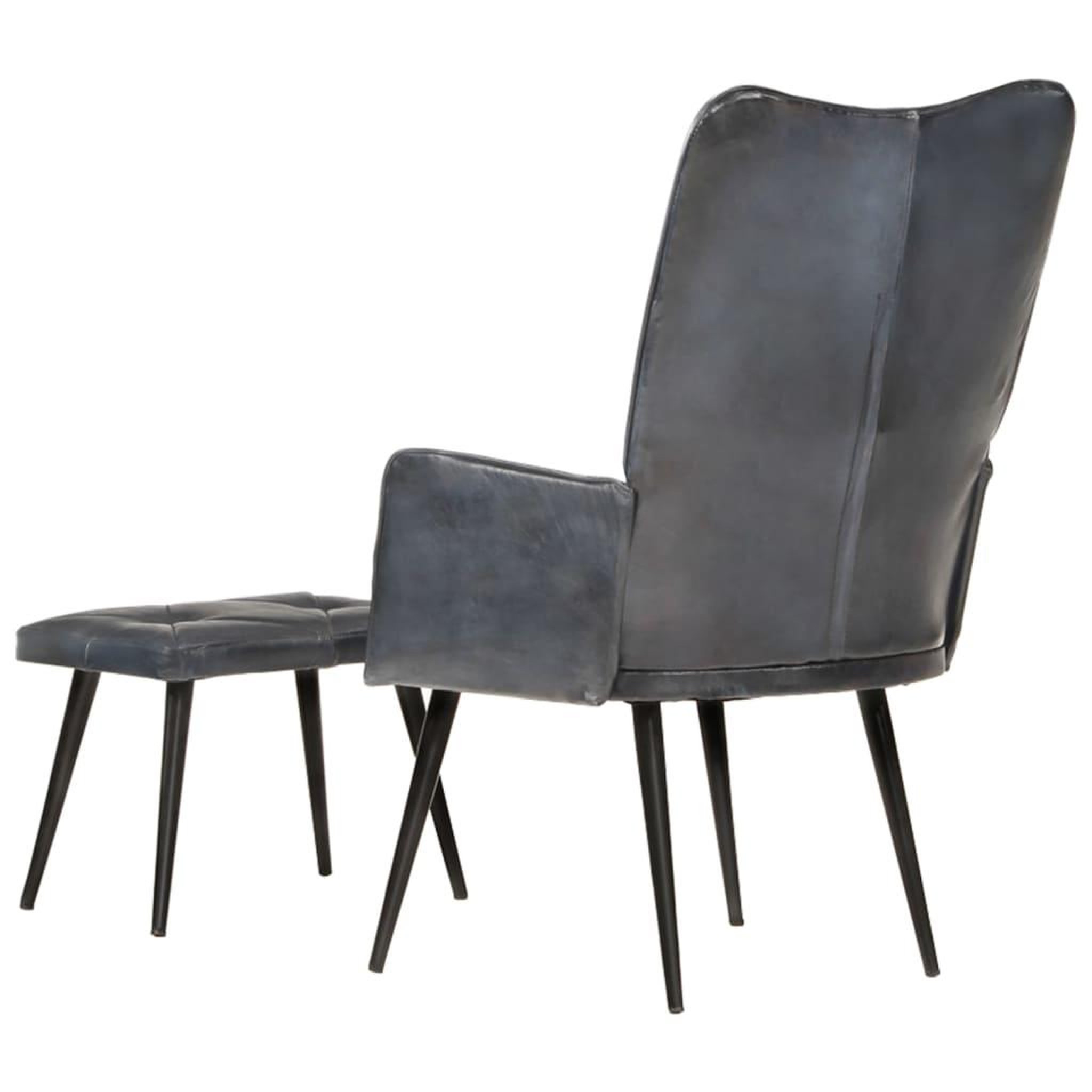 Voir la diapositive 4 : VIDAXL Chaise a oreilles avec repose-pied Gris Cuir veritable