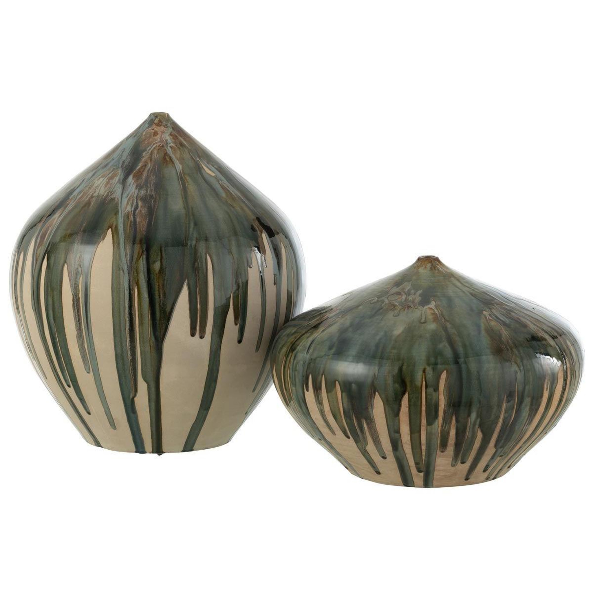 Voir la diapositive 2 : J-LINE Vase haut en céramique  peinture  45cm vert
