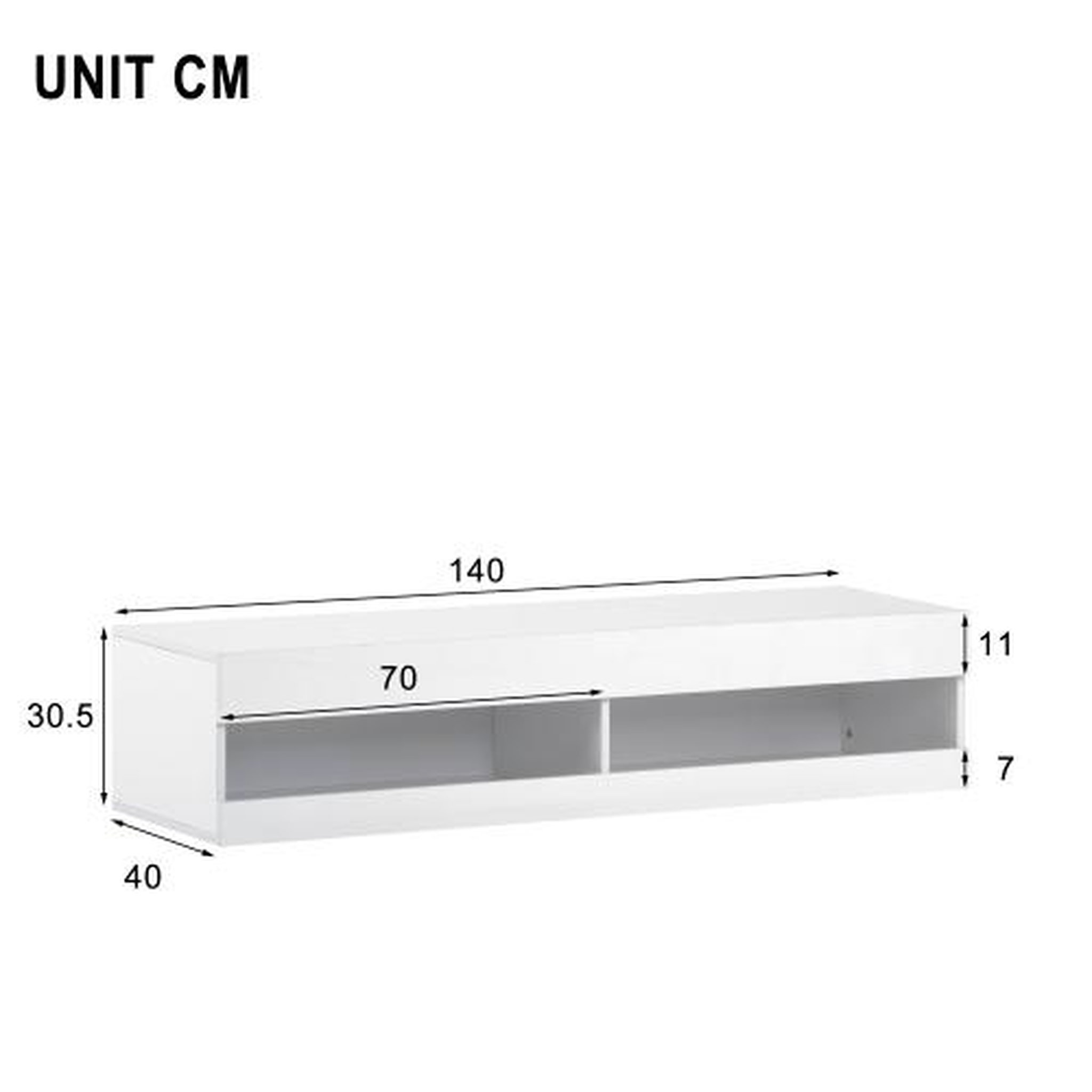 Voir la diapositive 3 : MERAX Meuble tv suspendu blanc 140 cm led mdf