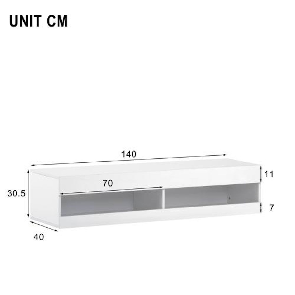 MERAX Meuble tv suspendu blanc 140 cm led mdf