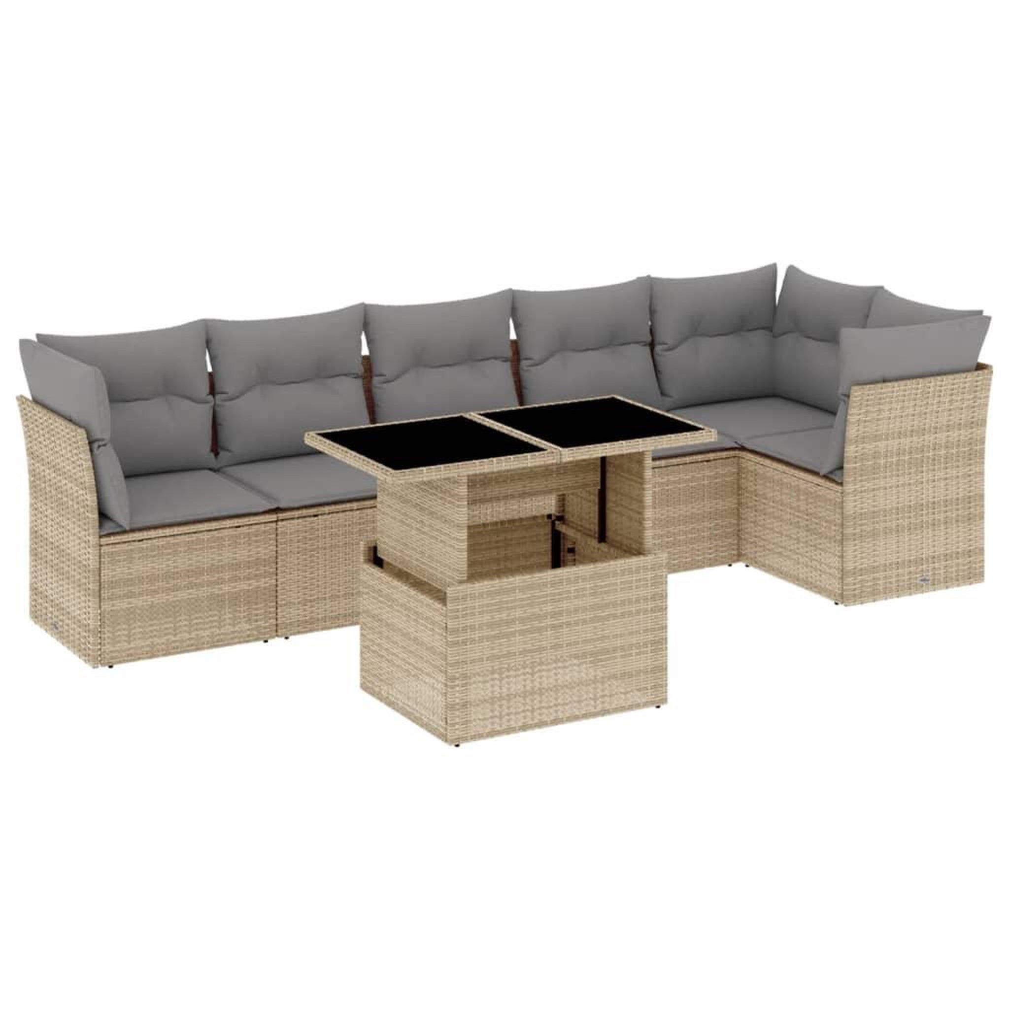 Voir la diapositive 2 : VIDAXL Salon de jardin avec coussins 7 pcs beige resine tressee