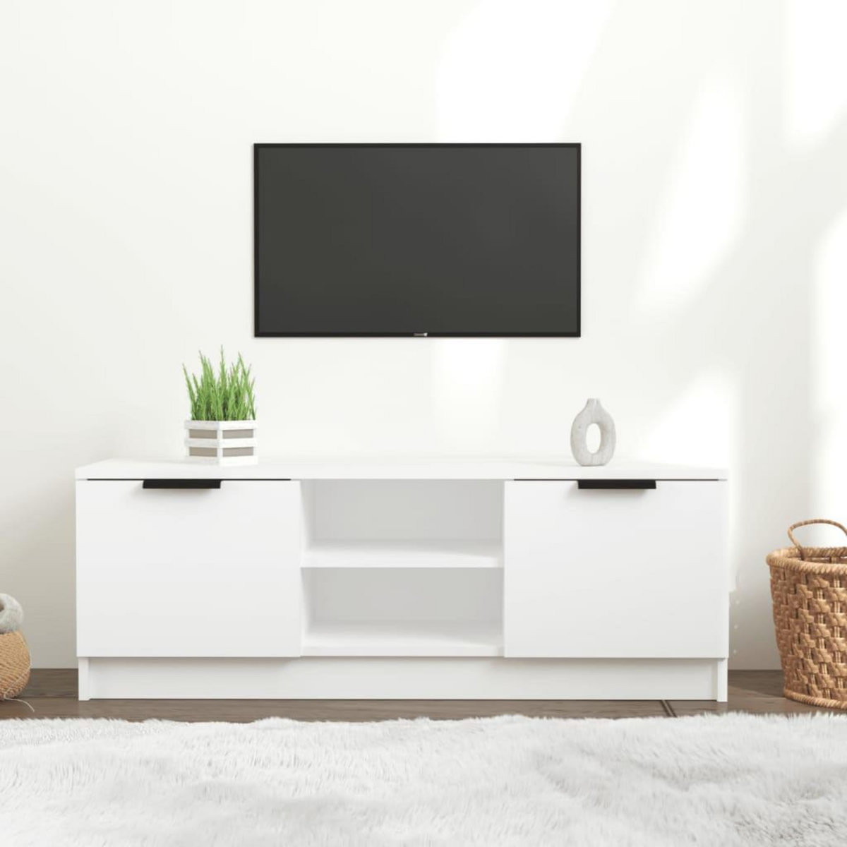 VIDAXL Meuble TV Blanc 102x35x36,5 cm Bois d'ingenierie