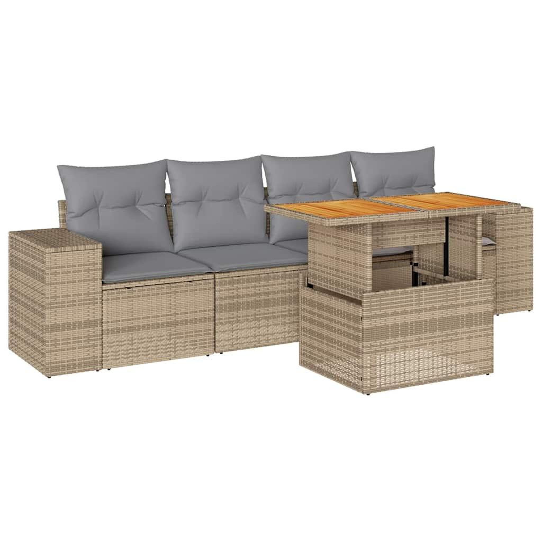 Voir la diapositive 2 : VIDAXL Salon de jardin avec coussins 5 pcs beige resine tressee