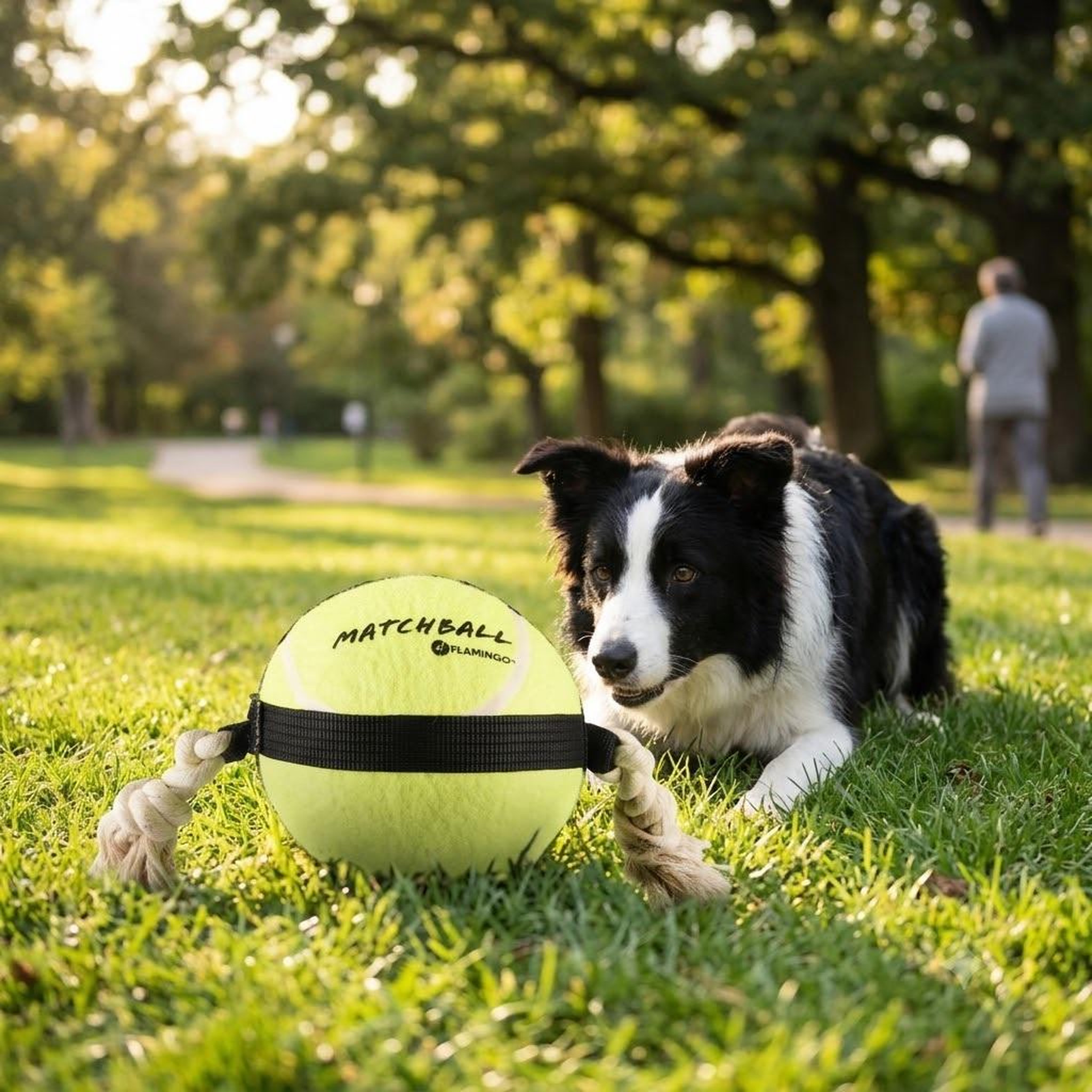 Voir la diapositive 2 : Eden Balle de tennis matchball pour chien avec corde