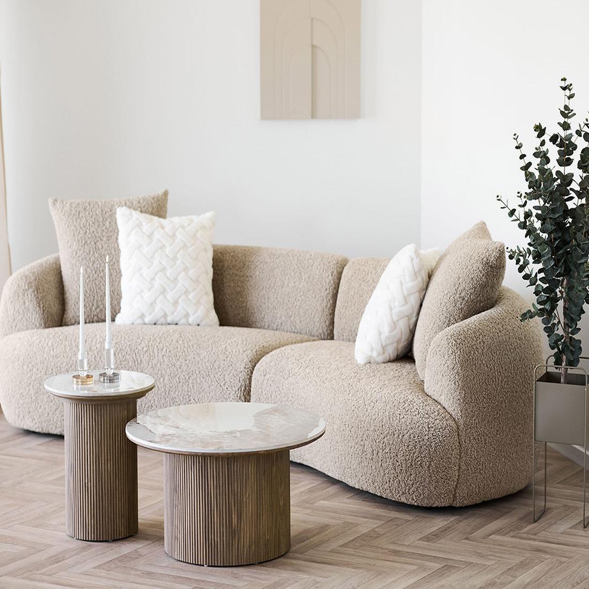 Voir la diapositive 6 : BEST MOBILIER Lysa - bout de canapé plateau effet marbre et pieds effets bois - 50 cm