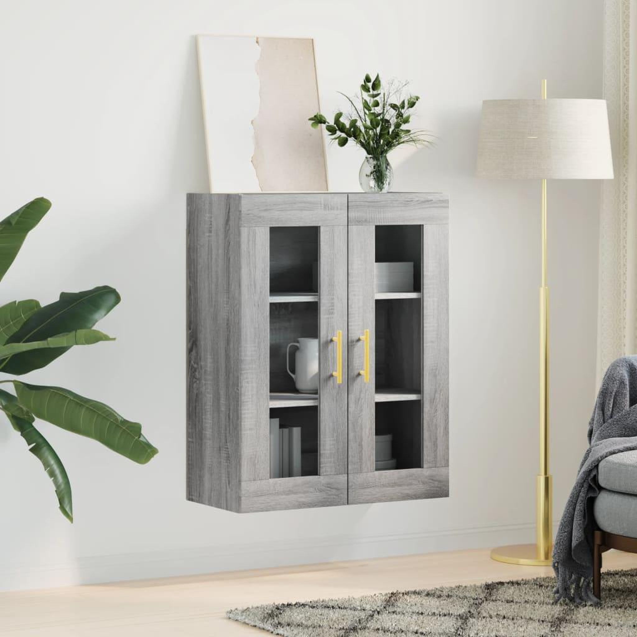 Voir la diapositive 3 : VIDAXL Armoire murale sonoma gris 69,5x34x90 cm
