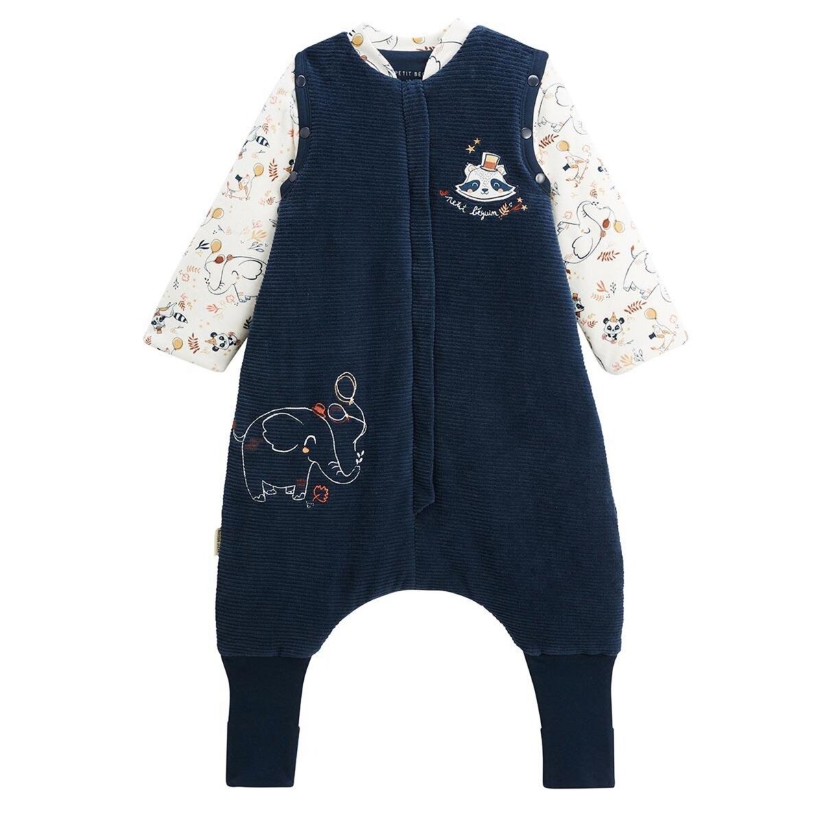 Petit Béguin Turbulette d'hiver en velours avec pieds retroussables et manches amovibles Cirque d'automne