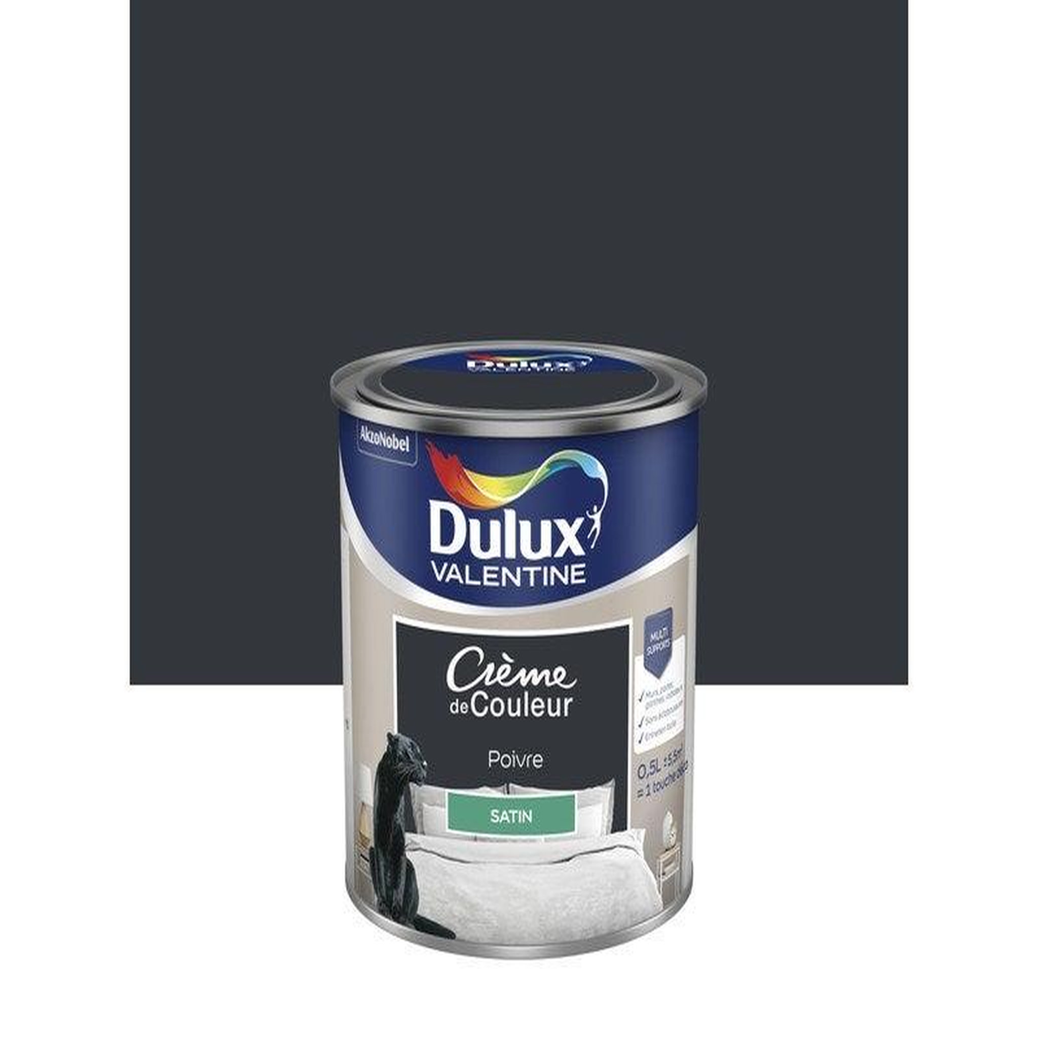 CENTRALE BRICO Peinture mur, boiserie crème de couleur DULUX VALENTINE poivre satiné 0.5L