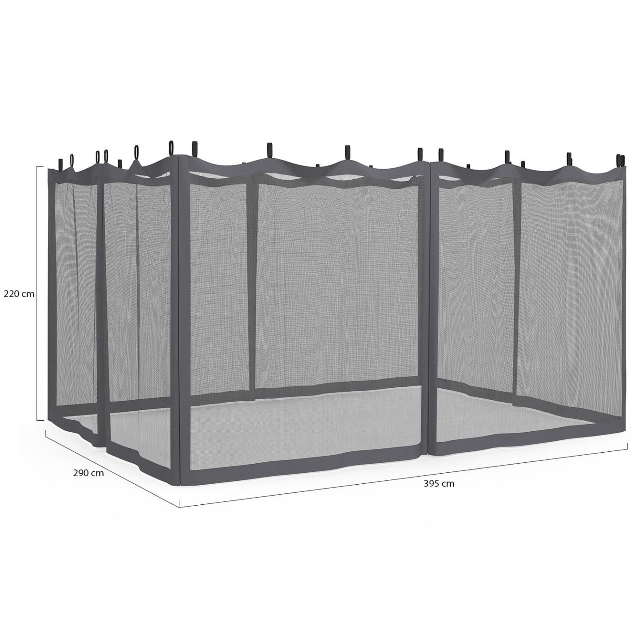 Voir la diapositive 4 : ID MARKET Lot de 4 moustiquaires pour pergola 3x4 gris zippés + crochets