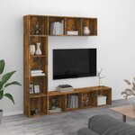 VIDAXL Ensemble bibliotheque/meuble TV 3 pcs Chene fume 180x30x180 cm