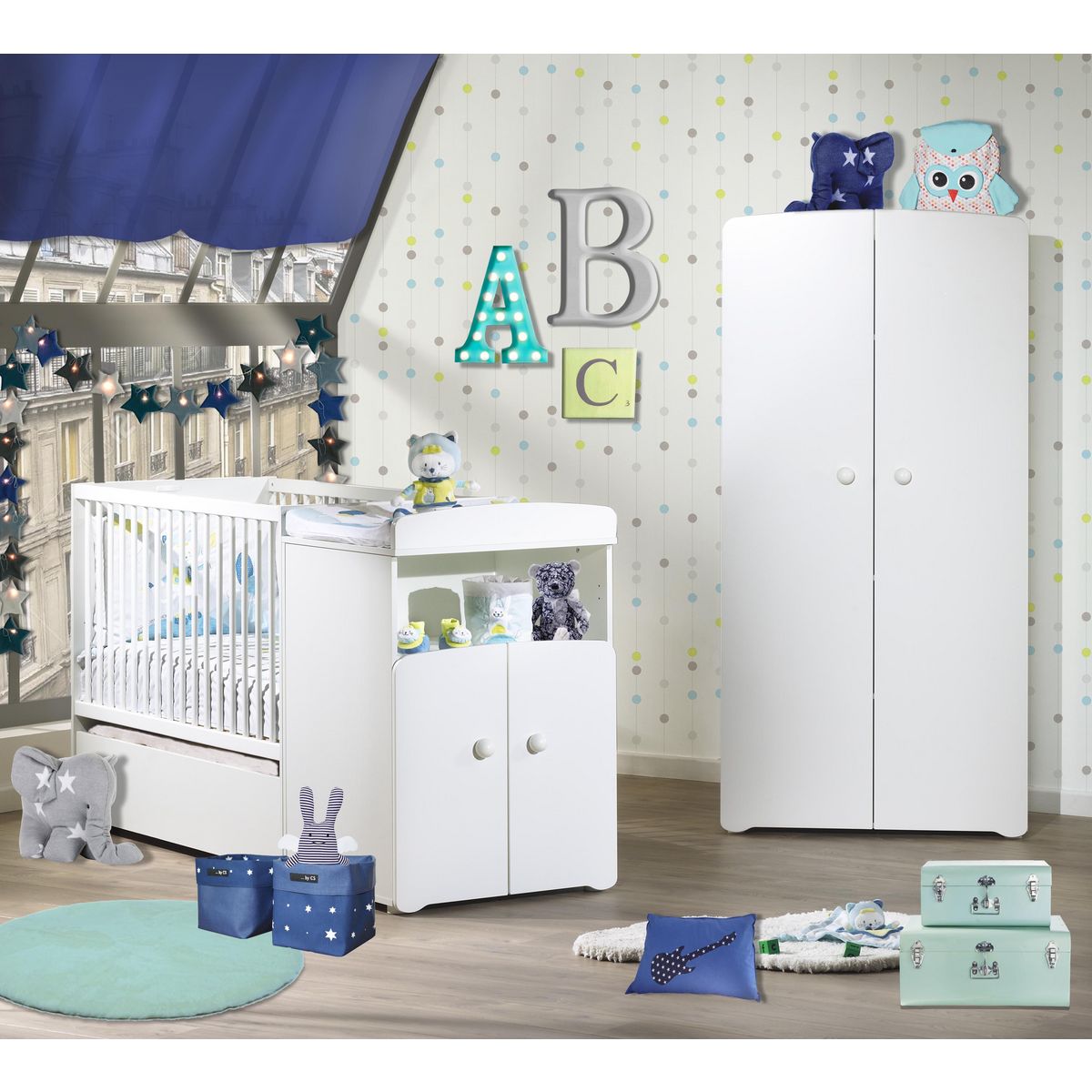 BABY PRICE Lit combiné évolutif  60x120 cm évolutif en 90x190 cm + tiroir NEW BASIC 