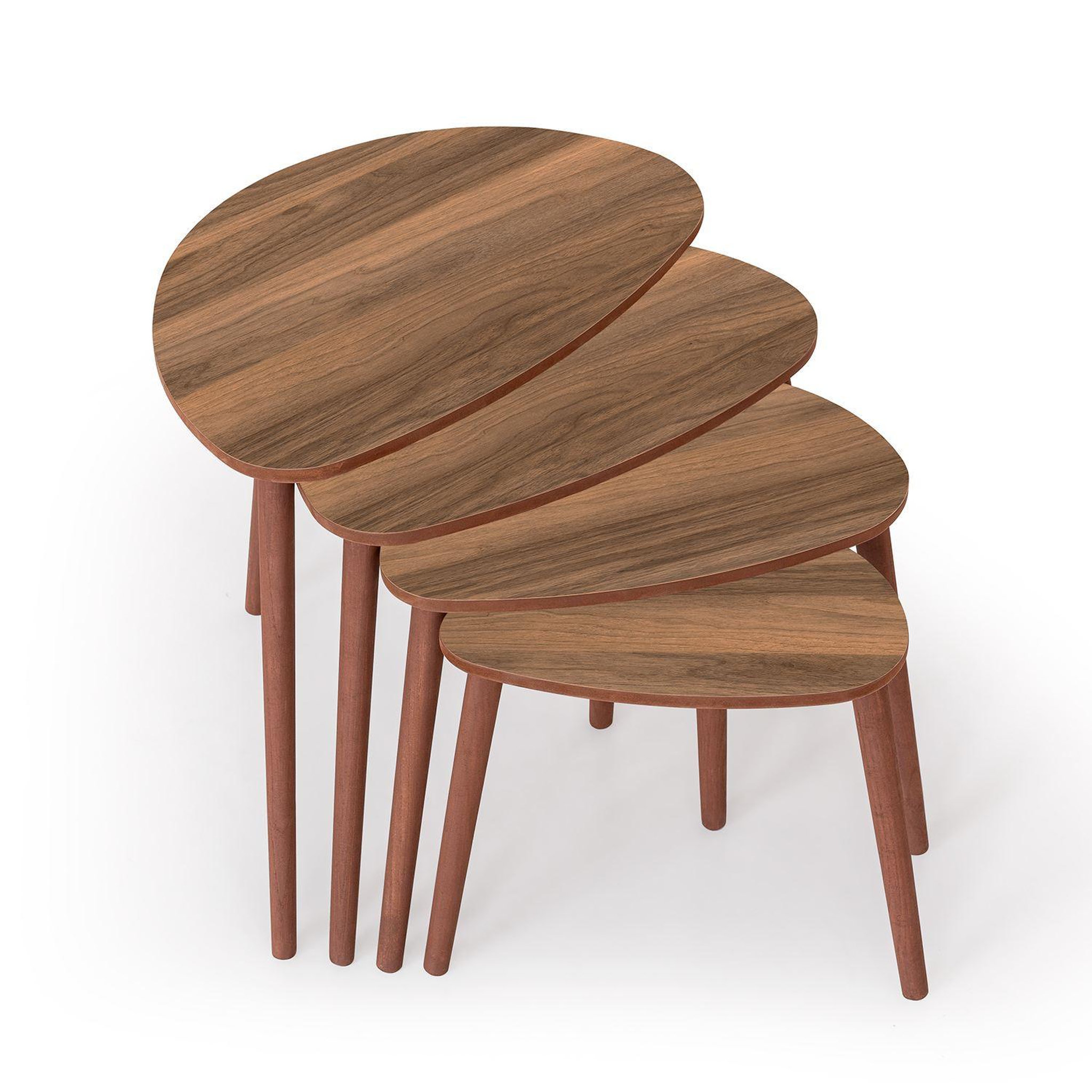 Voir la diapositive 4 : Habitat et Jardin Table gigogne (4 pièces) en bois  nora  68 x 45 x 55 cm - noyer