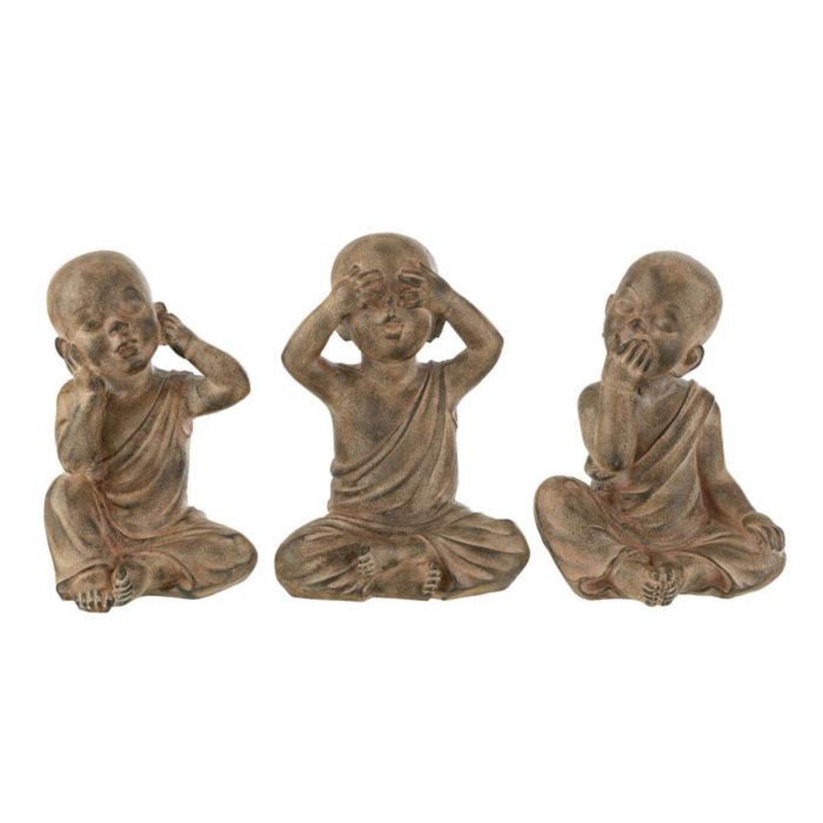 Paris Prix Lot de 3 Statuettes Déco  Moine  51cm Marron