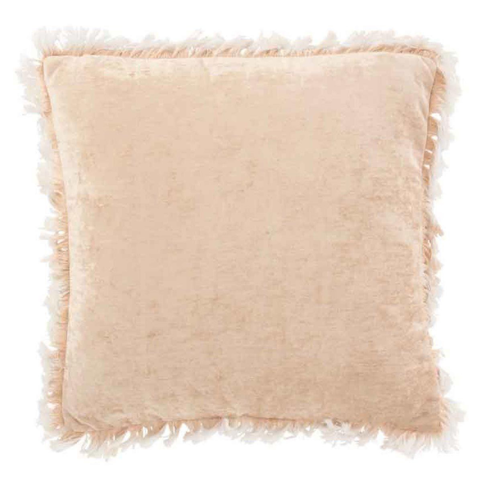 Voir la diapositive 1 : J-LINE Coussin déco  franges  45x45cm beige