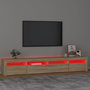 Voir la diapositive 5 : VIDAXL Meuble TV avec lumieres LED Chene sonoma 240x35x40 cm