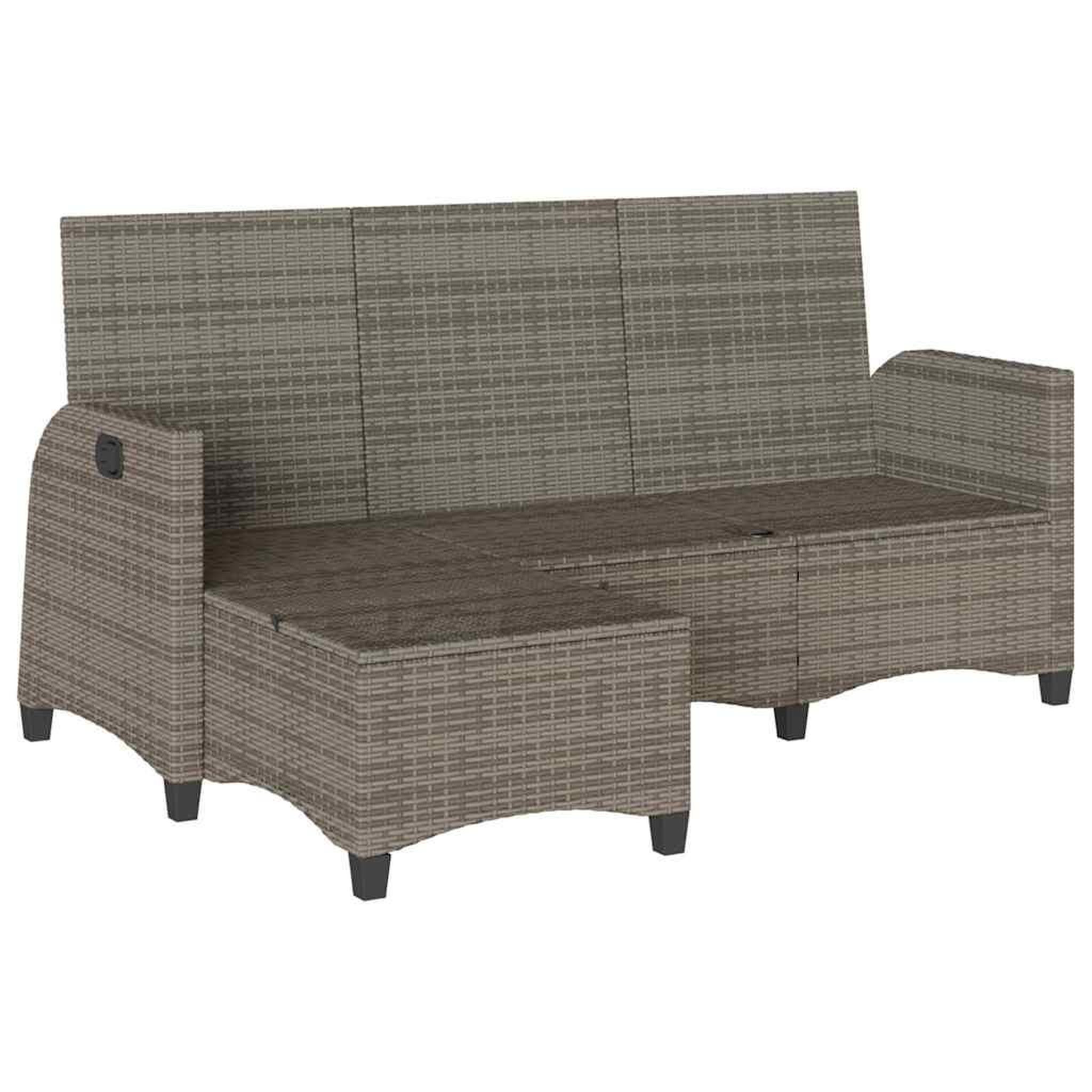 Voir la diapositive 4 : VIDAXL Canape de jardin inclinable coussins forme de L gris polyrotin