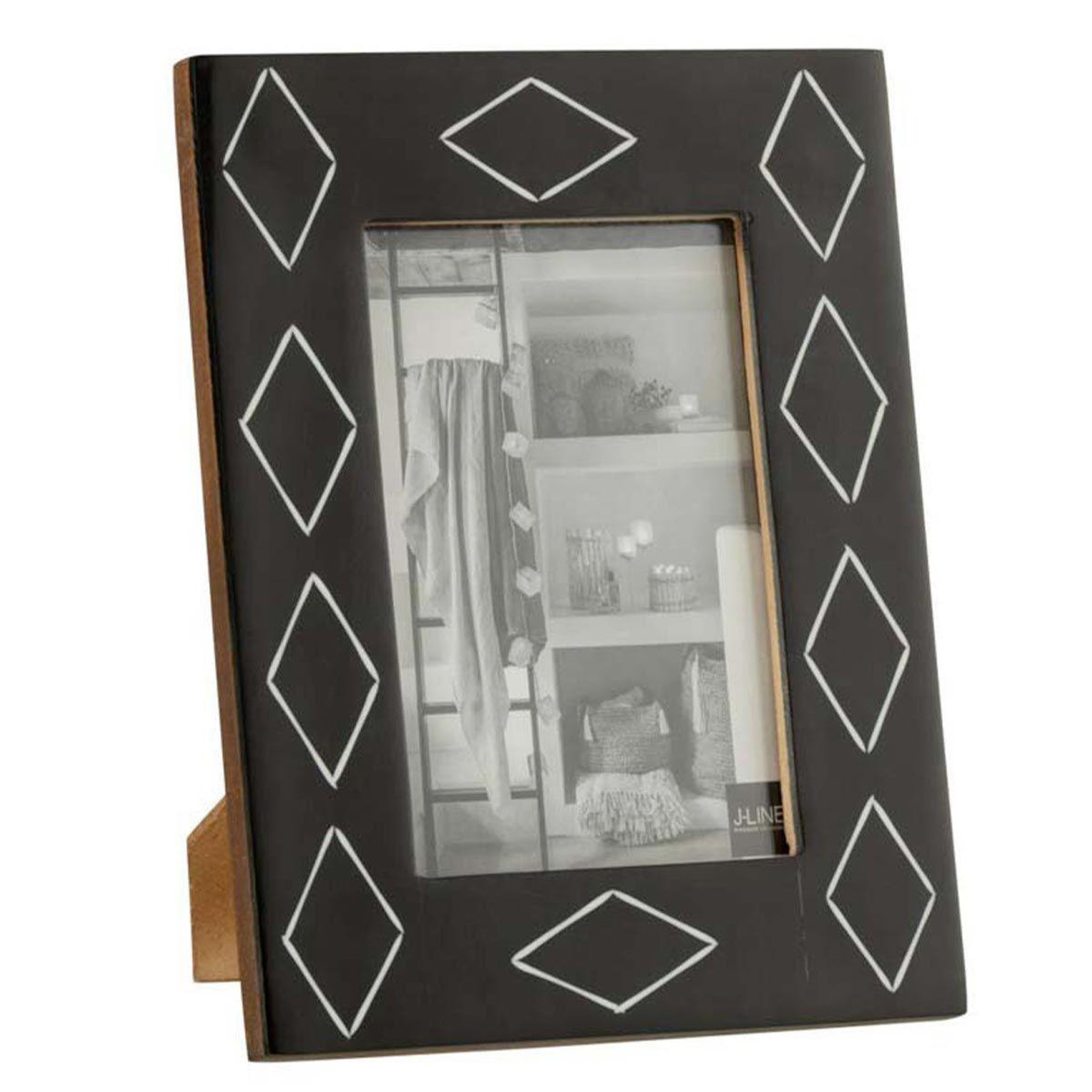 Voir la diapositive 1 : J-LINE Cadre photo déco  motif  10x15cm noir & blanc