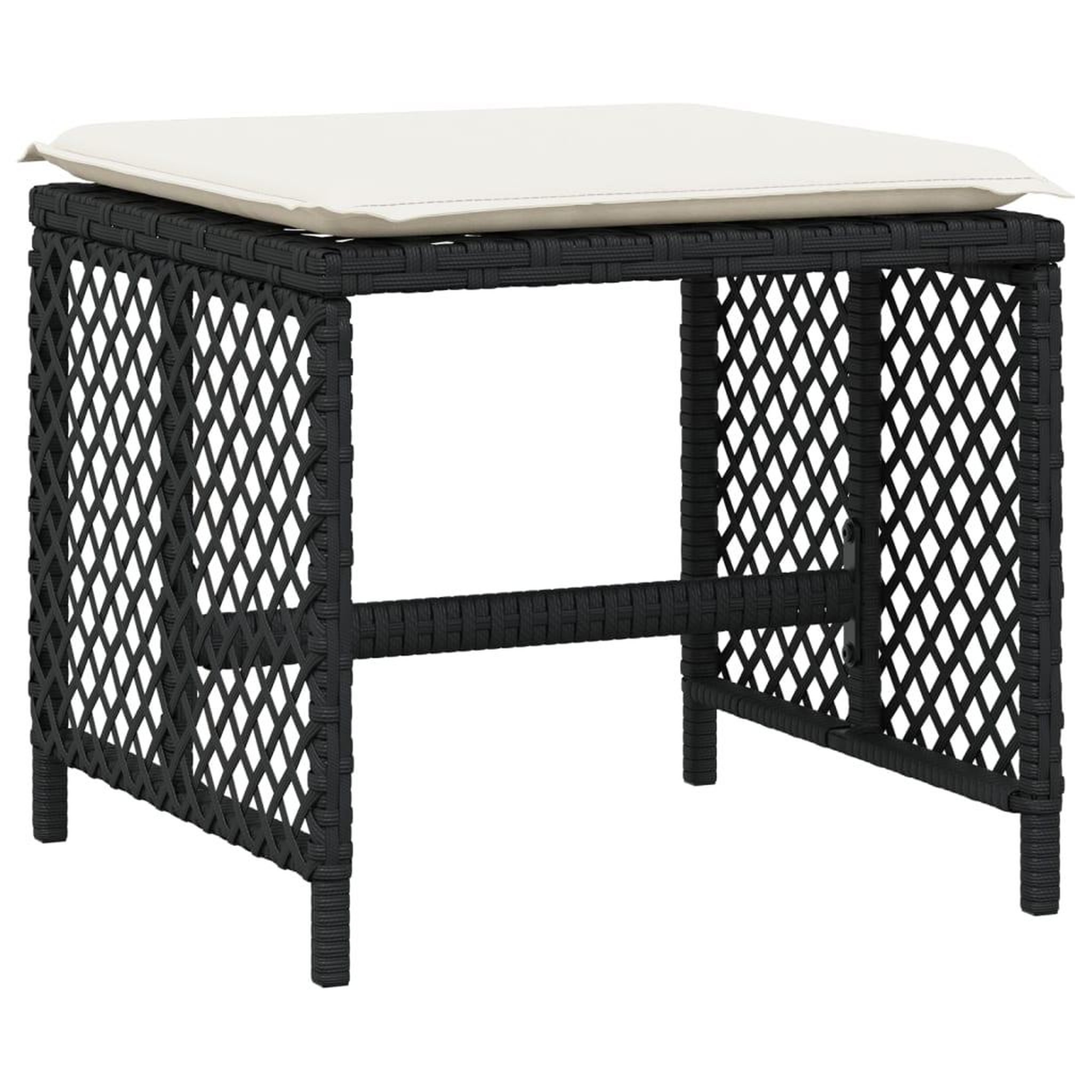Voir la diapositive 4 : VIDAXL Tabourets de jardin et coussins lot de 4 noir 41x41x36 cm rotin