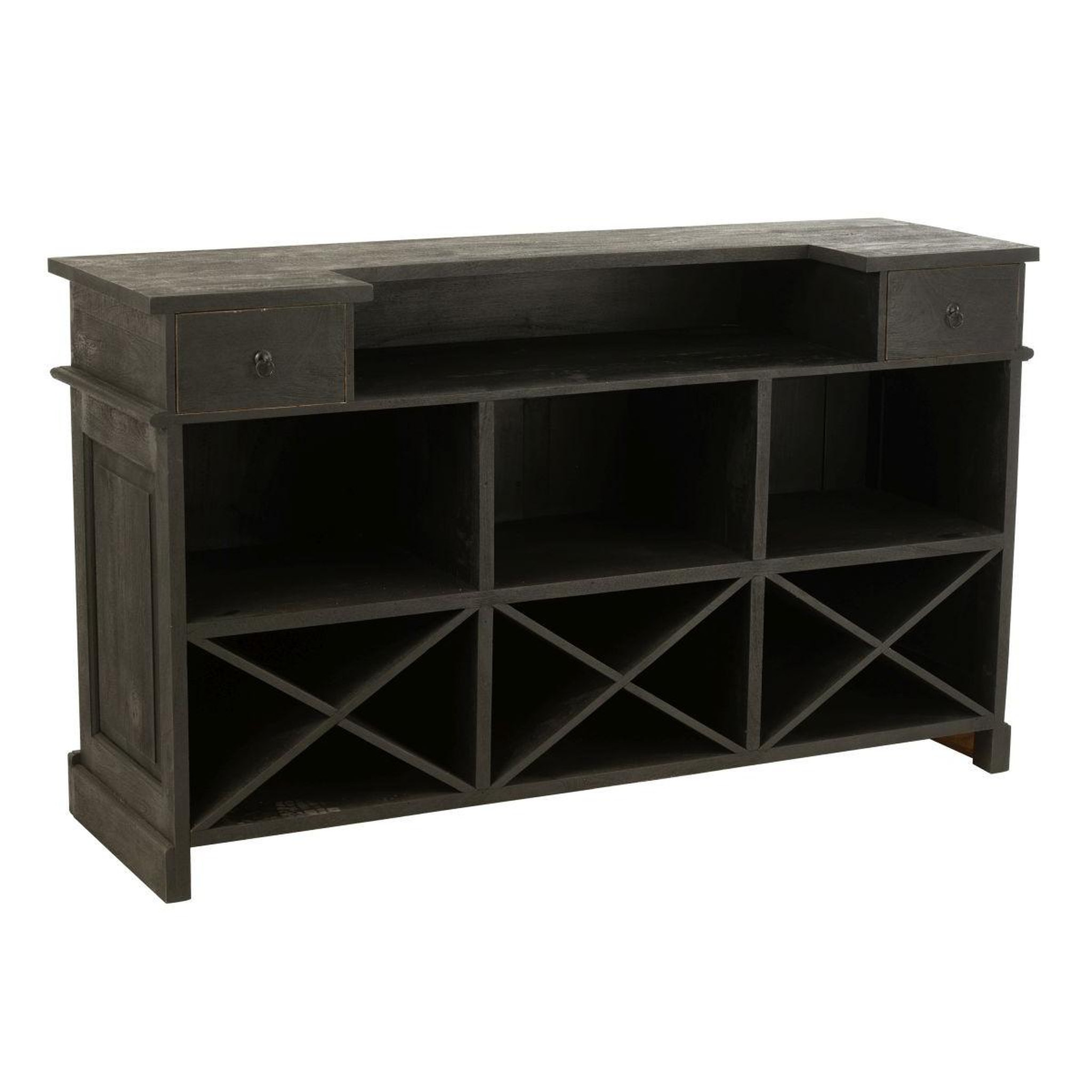 Voir la diapositive 5 : J-LINE Bar 2 tiroirs en bois  hollywood  180cm noir