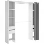 MARKET24 Kit-dressing extensible avec rideau et 4 tiroirs - SUIT - Blanc - L 180-113 x P 50 x H 205 cm