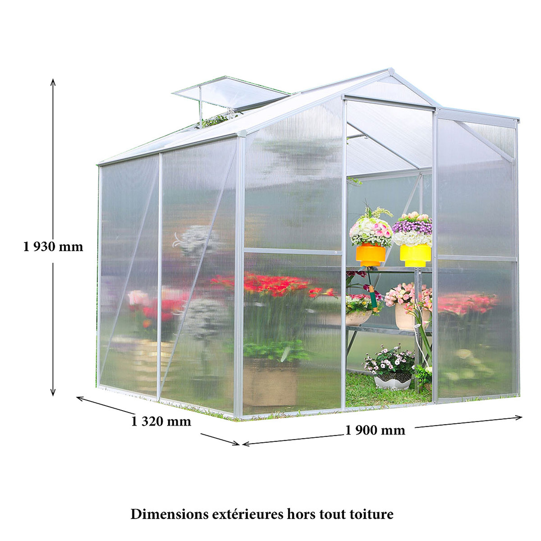 Voir la diapositive 2 : Serre polycarbonate / 2,50 m²