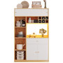 Voir la diapositive 1 : MERAX Buffet de cuisine 4 portes 1 tiroir - 115 cm naturel+blanc led panneau de particules