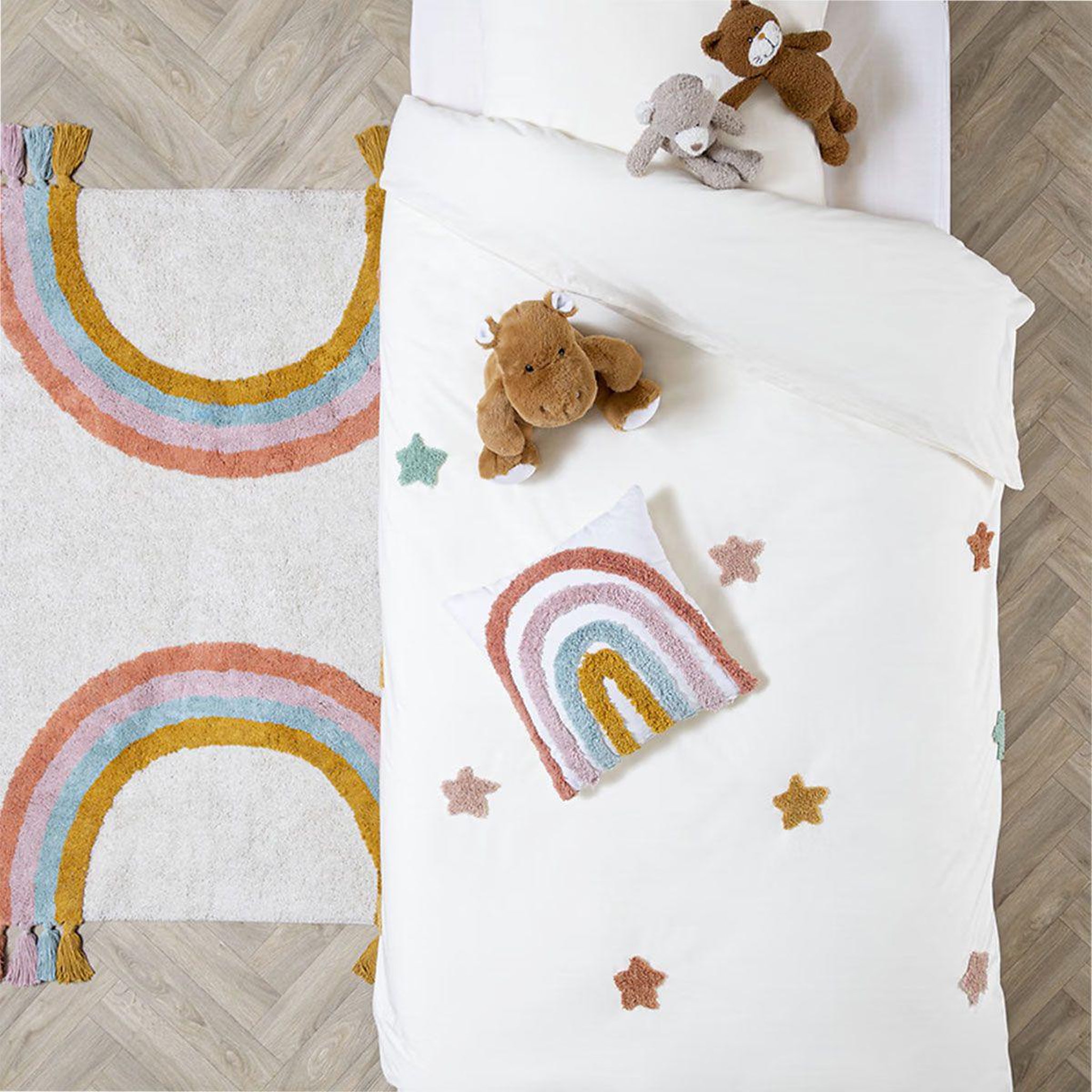 Voir la diapositive 2 : Atmosphera Kids Parure de Lit 2 Pièces  Étoile  140x200cm Blanc