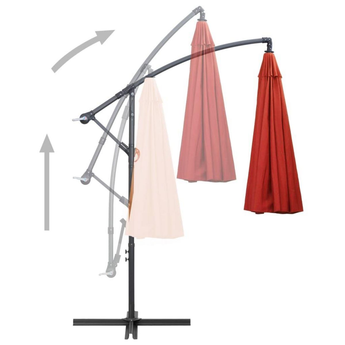 VIDAXL Parasol suspendu avec poteau terre cuite 3 m
