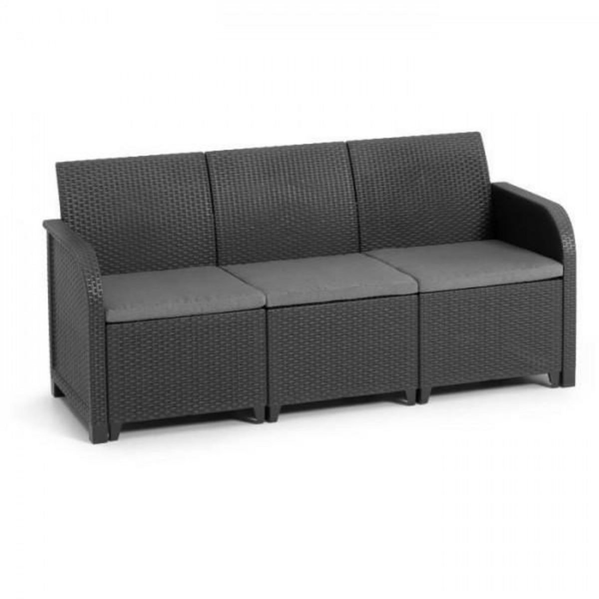 ALLIBERT by KETER Salon de jardin - en résine imitation rotin tressé - Allibert by KETER - 5 personnes - SanRemo - Gris graphite