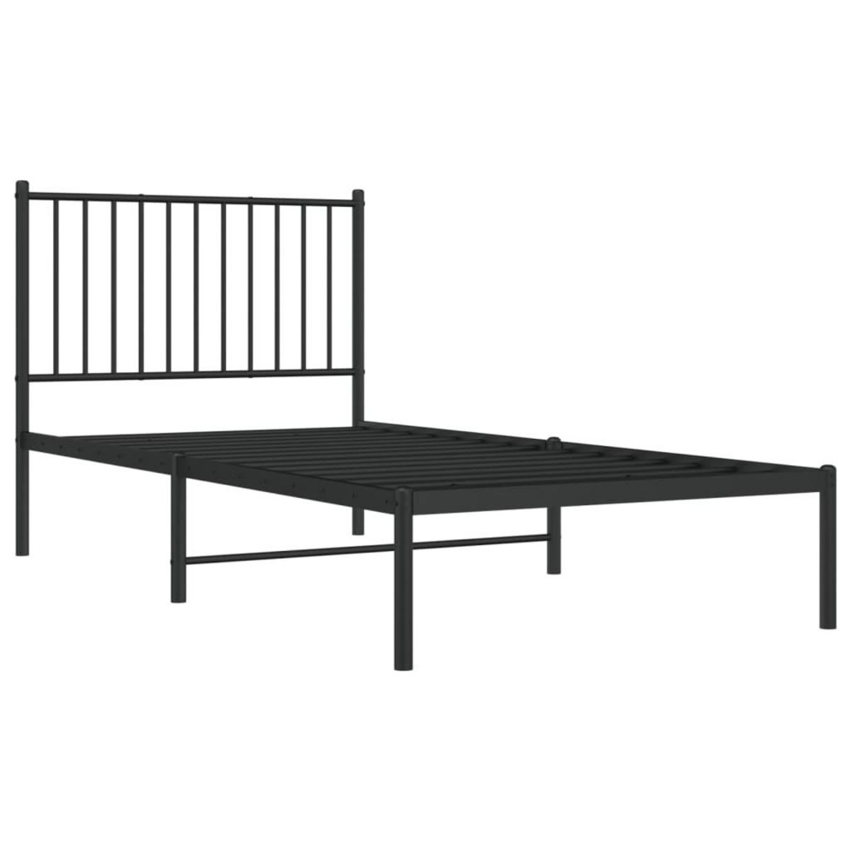 VIDAXL Cadre de lit metal sans matelas avec tete de lit noir 90x190 cm