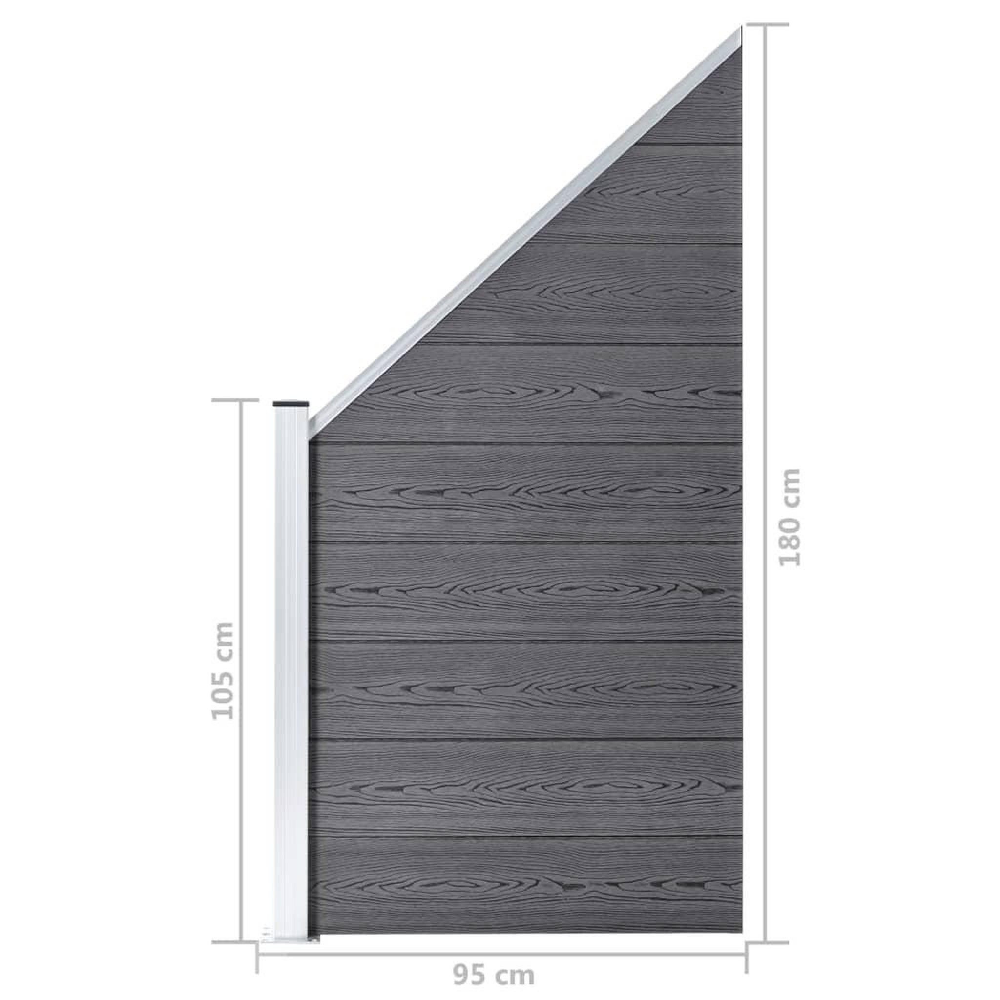 Voir la diapositive 6 : VIDAXL Ensemble de cloture WPC 10 Carre + 1 Incline 1830x186 cm Gris