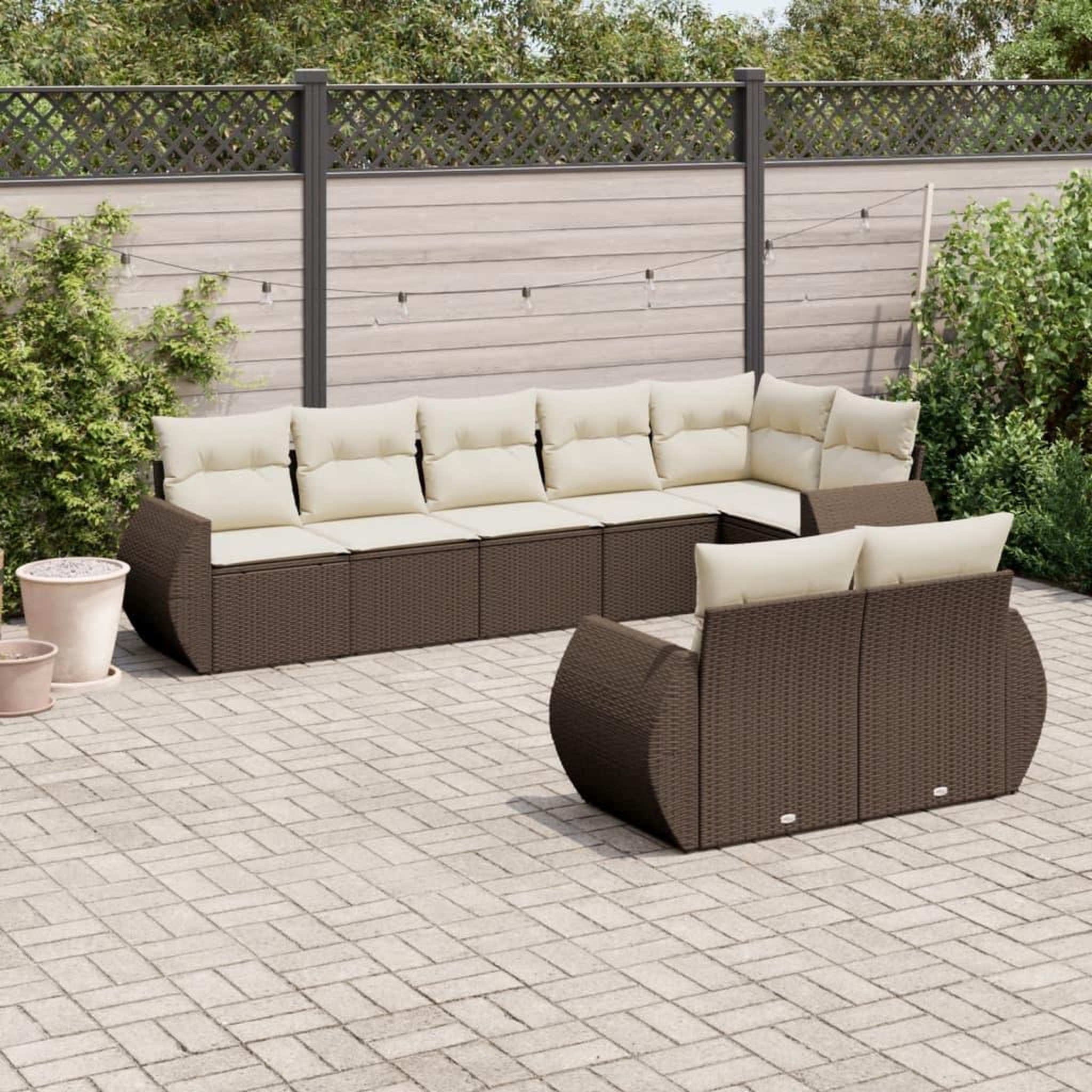 Voir la diapositive 1 : VIDAXL Salon de jardin 8 pcs avec coussins marron resine tressee