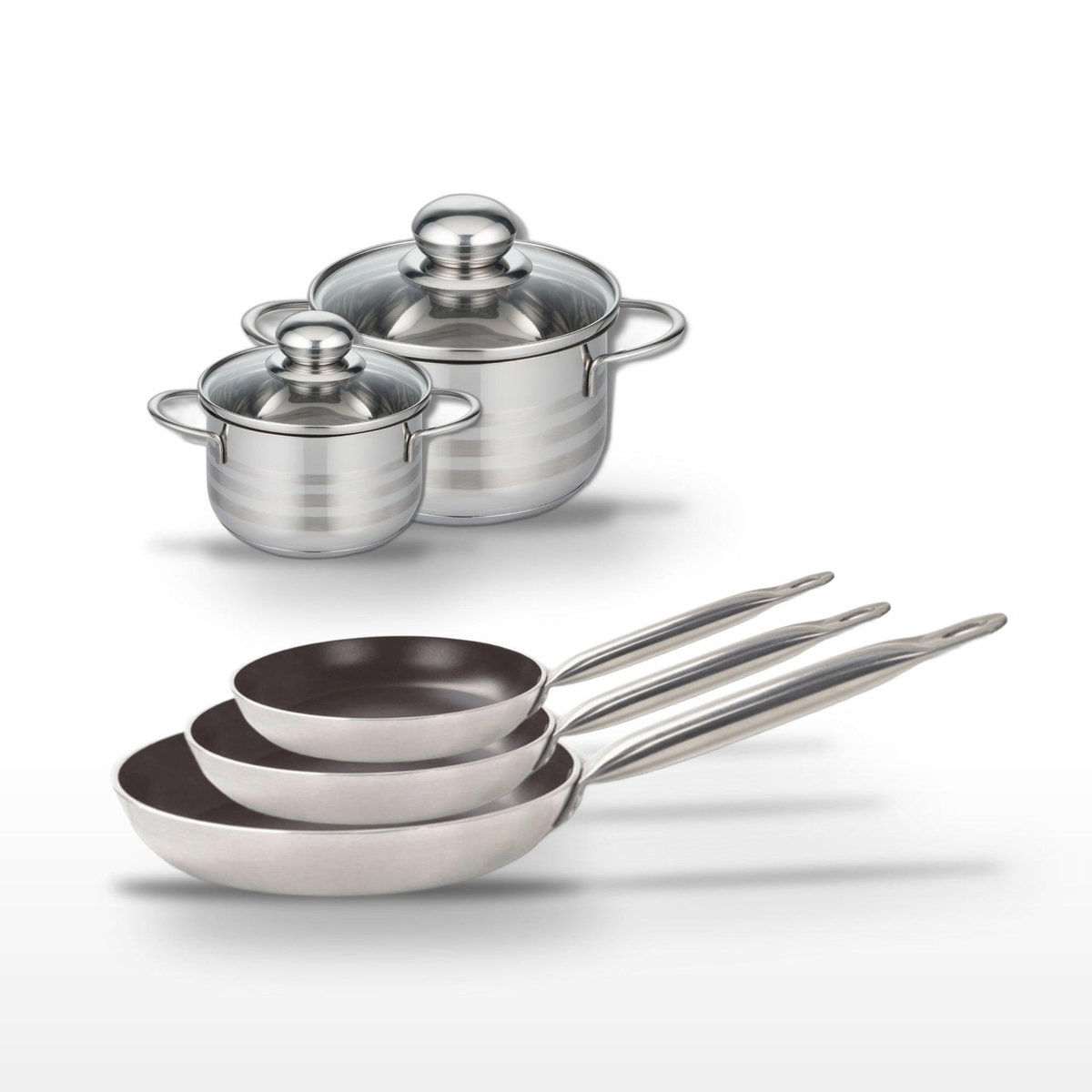 ELO Lot de 3 Poêles 24/28/32 cm et 2 Faitouts 12/16 cm Elo Bistro Line