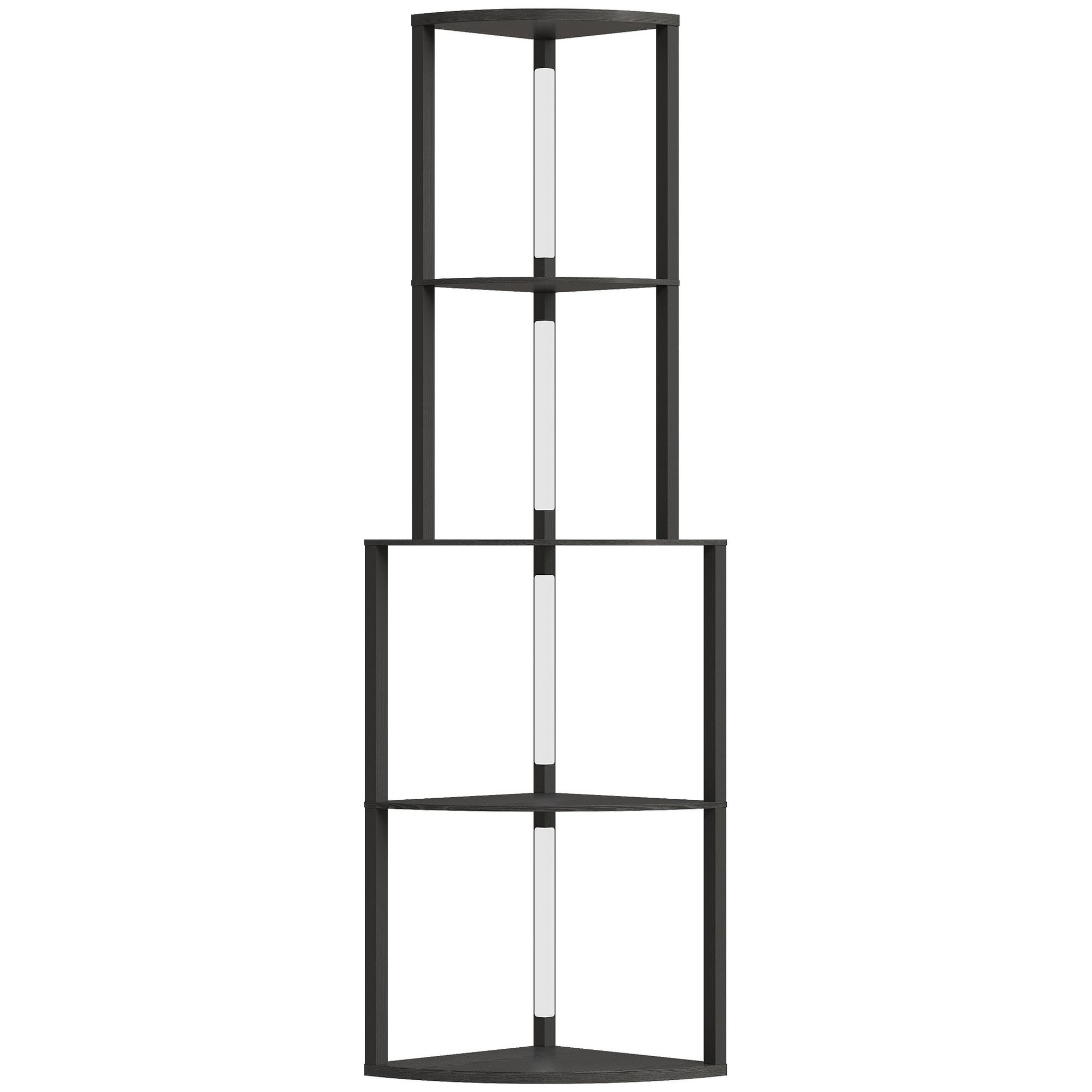 HOMCOM Lampadaire étagère LED d'angle réglable - lampe étagère 4 niveaux design H.163cm - MDF noir