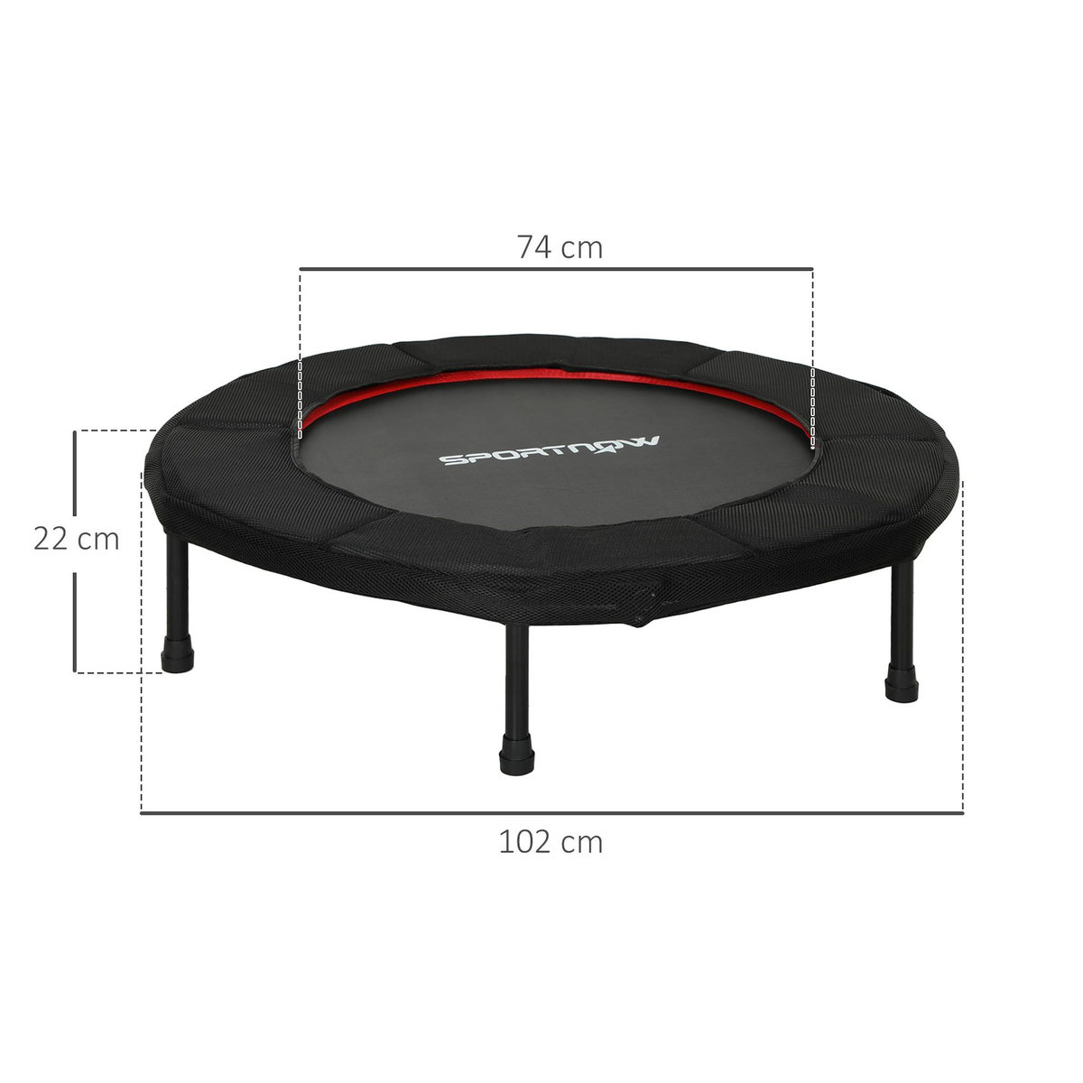 HOMCOM Trampoline fitness dia. 102 cm antidérapant acier tissu noir rouge