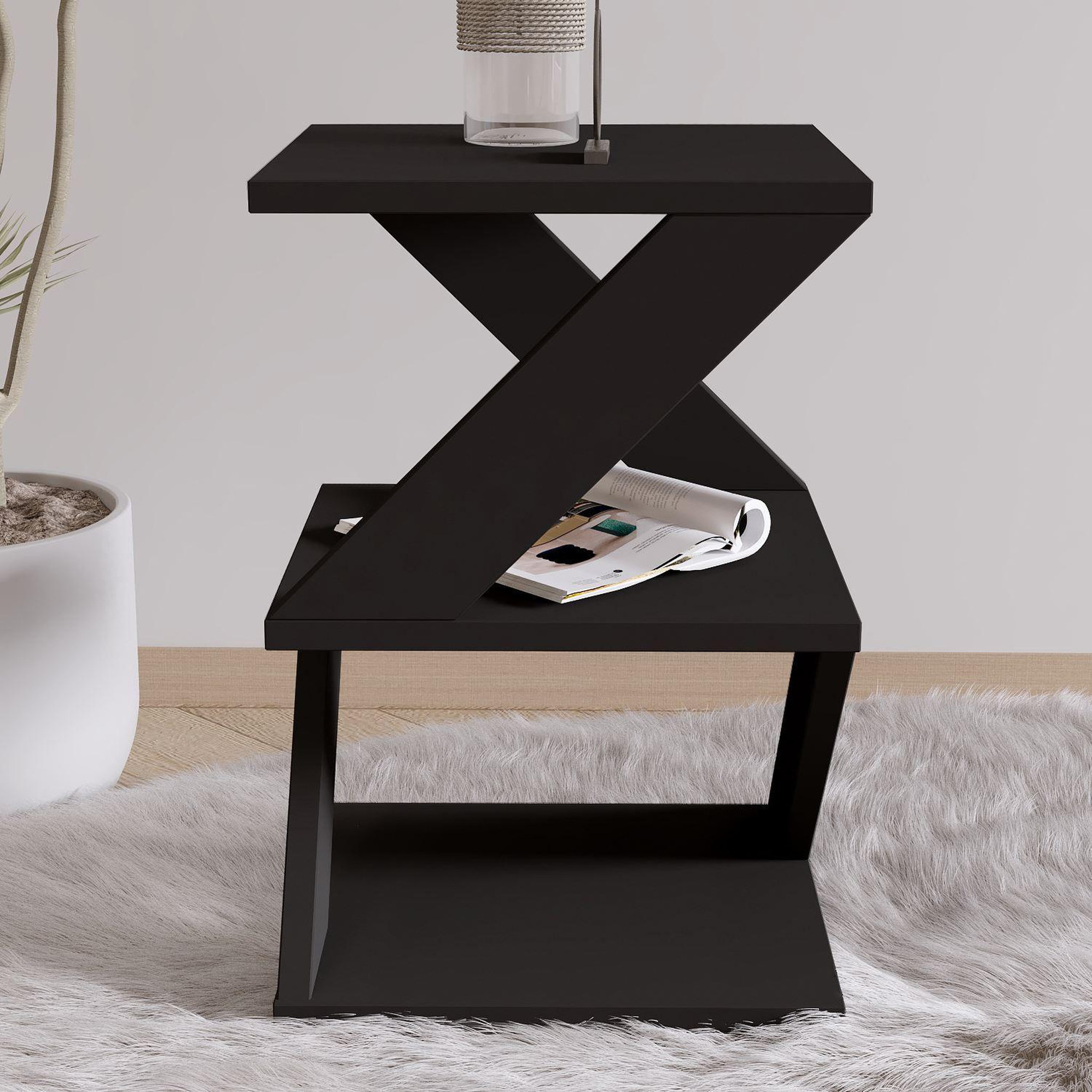 Voir la diapositive 3 : Habitat et Jardin Table d'appoint en bois  albeni  - 29 x 29 x 54 cm - noir