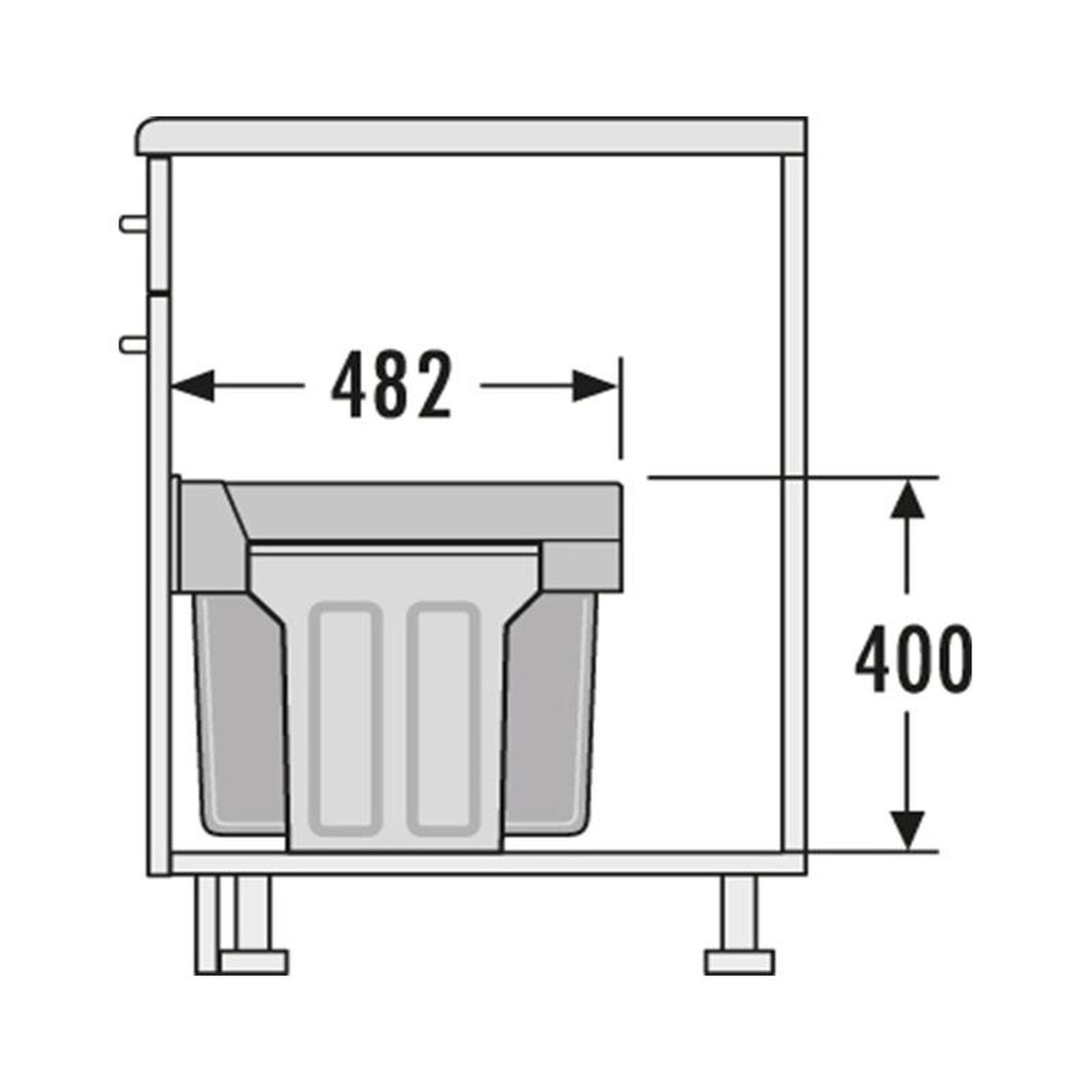 Voir la diapositive 4 : HAILO Poubelle de cuisine tri sélectif 2 bacs encastrable 30l (15+15) hailo tandem