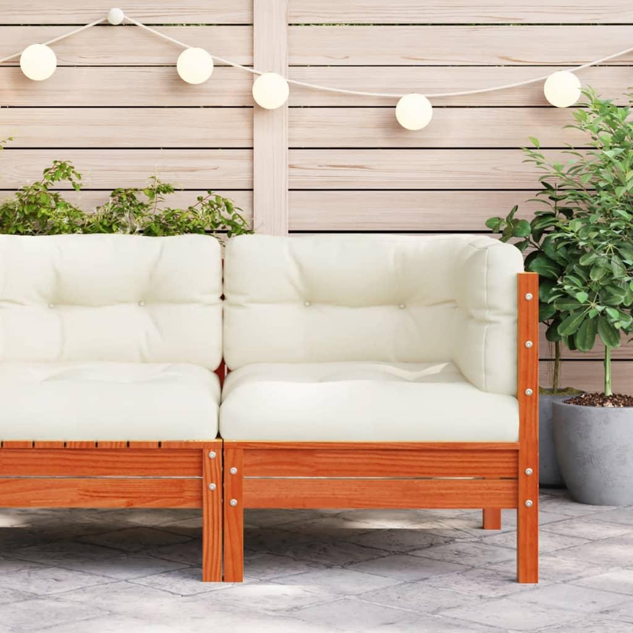 Voir la diapositive 3 : VIDAXL Canape d'angle de jardin coussins cire marron bois pin massif