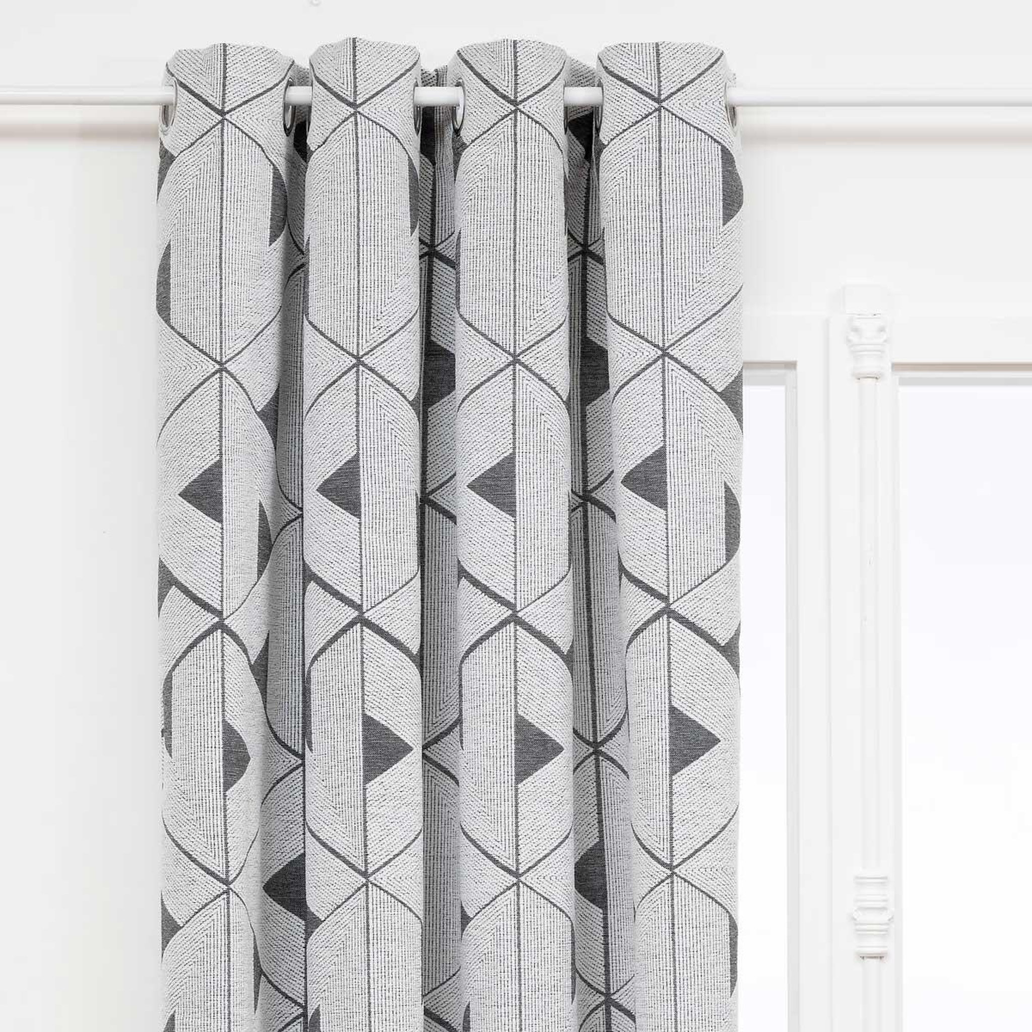 Voir la diapositive 2 : ATMOSPHERA Rideau jacquard à œillets  maloe  140x260cm gris