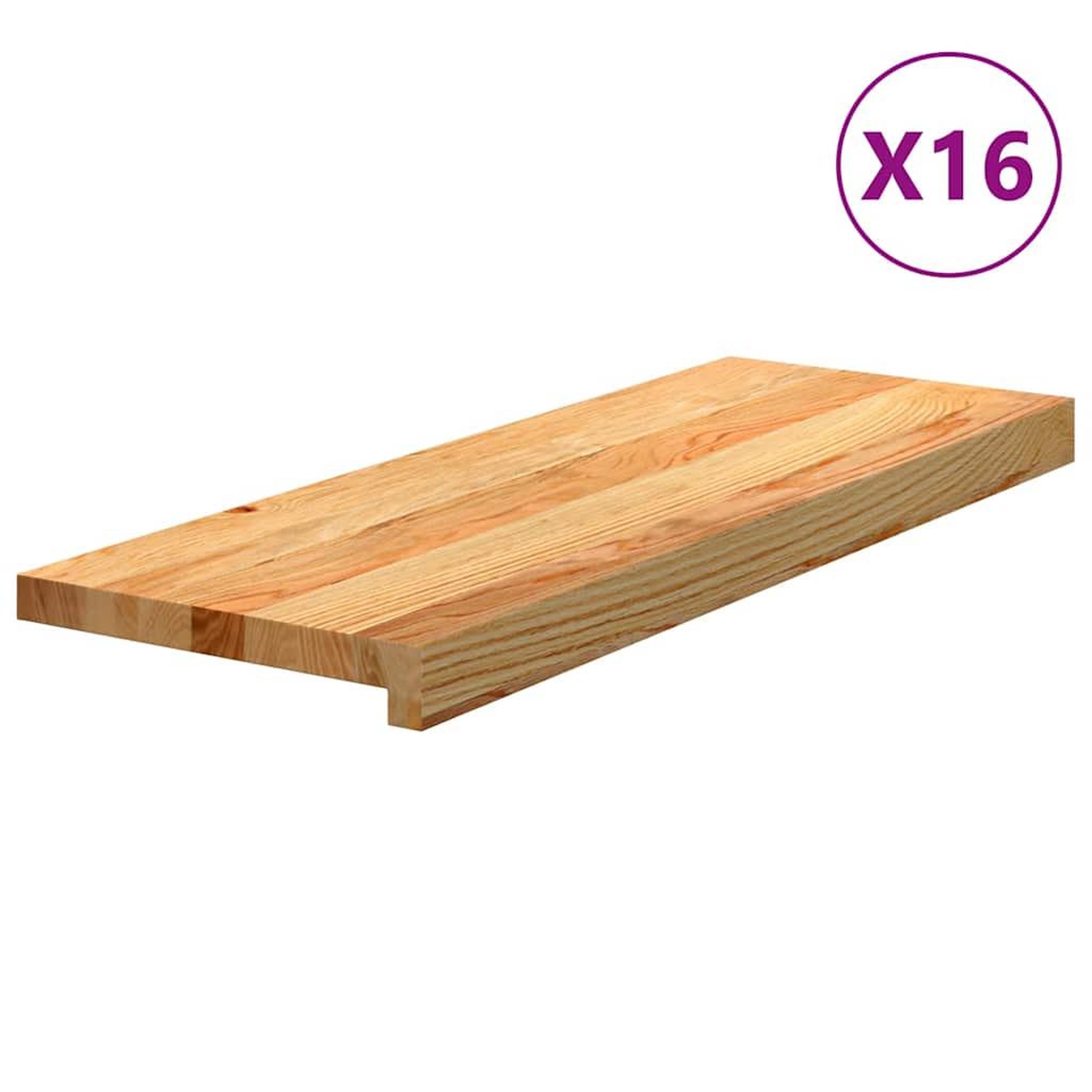 VIDAXL Marches d'escalier 16 pcs marron clair 70x25x2 cm chene massif
