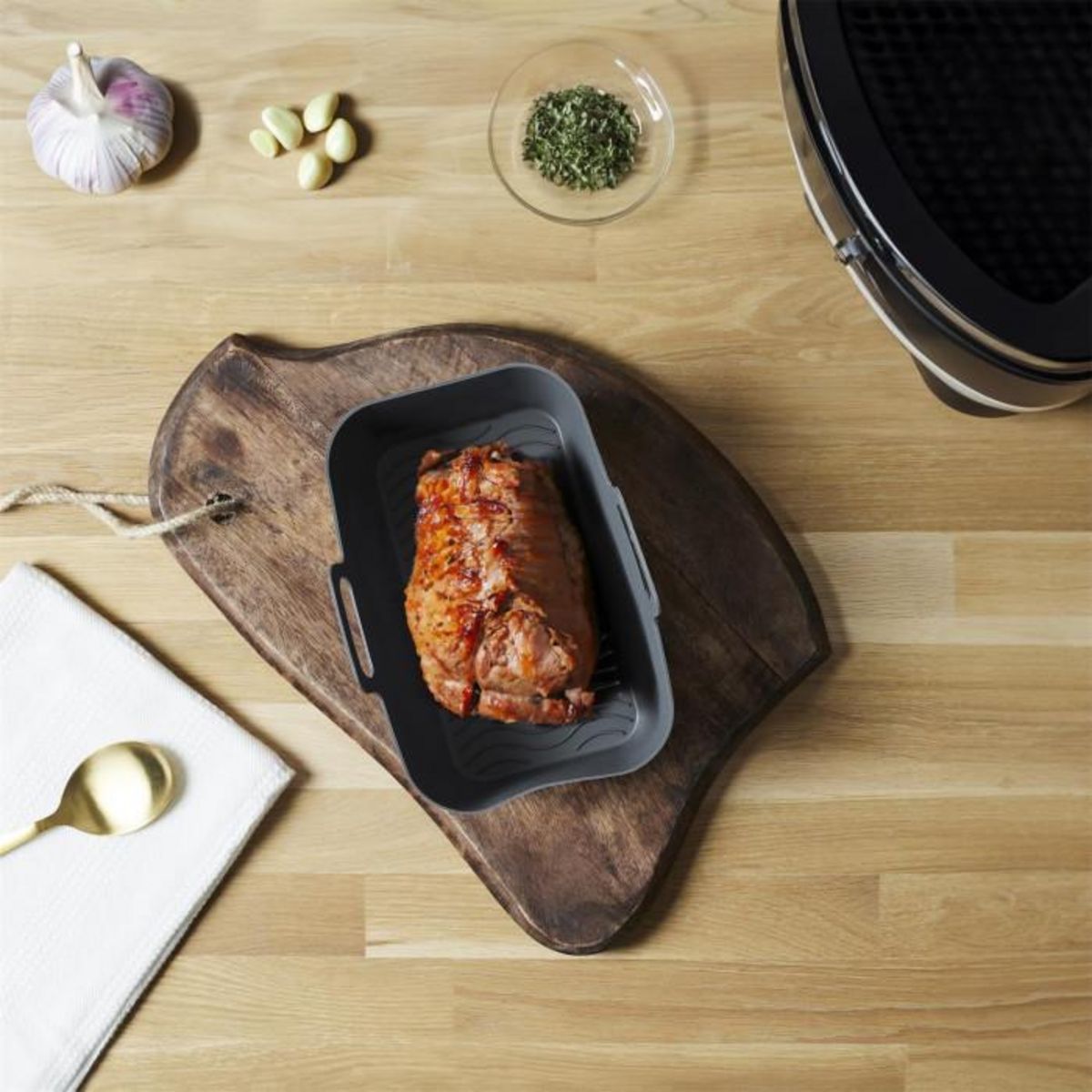 Paris Prix Moule Cuisson en Silicone  Air Fryer  19cm Noir